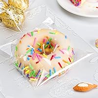 Vista 5 de YunKo Paquete de 200 bolsas de celofán autosellantes, bolsas transparentes para galletas para regalo, bolsa para embalaje de galletas, dulces