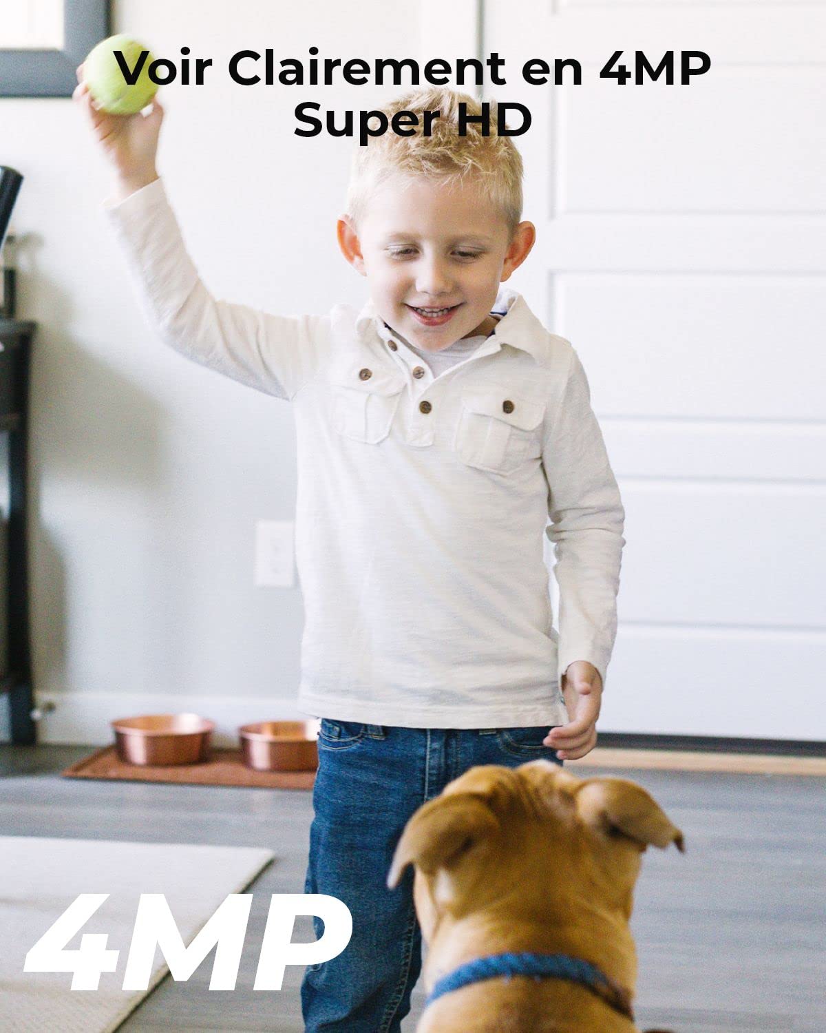 Reolink 4MP Caméra de Surveillance WiFi 2.4G/5GHz, Caméra IP Pan&Tilt, Caméra Bébé, Audio Bidirectionnel, IR Vision Nocturne avec Fente pour Carte SD, Cloud, E1 Pro Noire (Reconditionné)