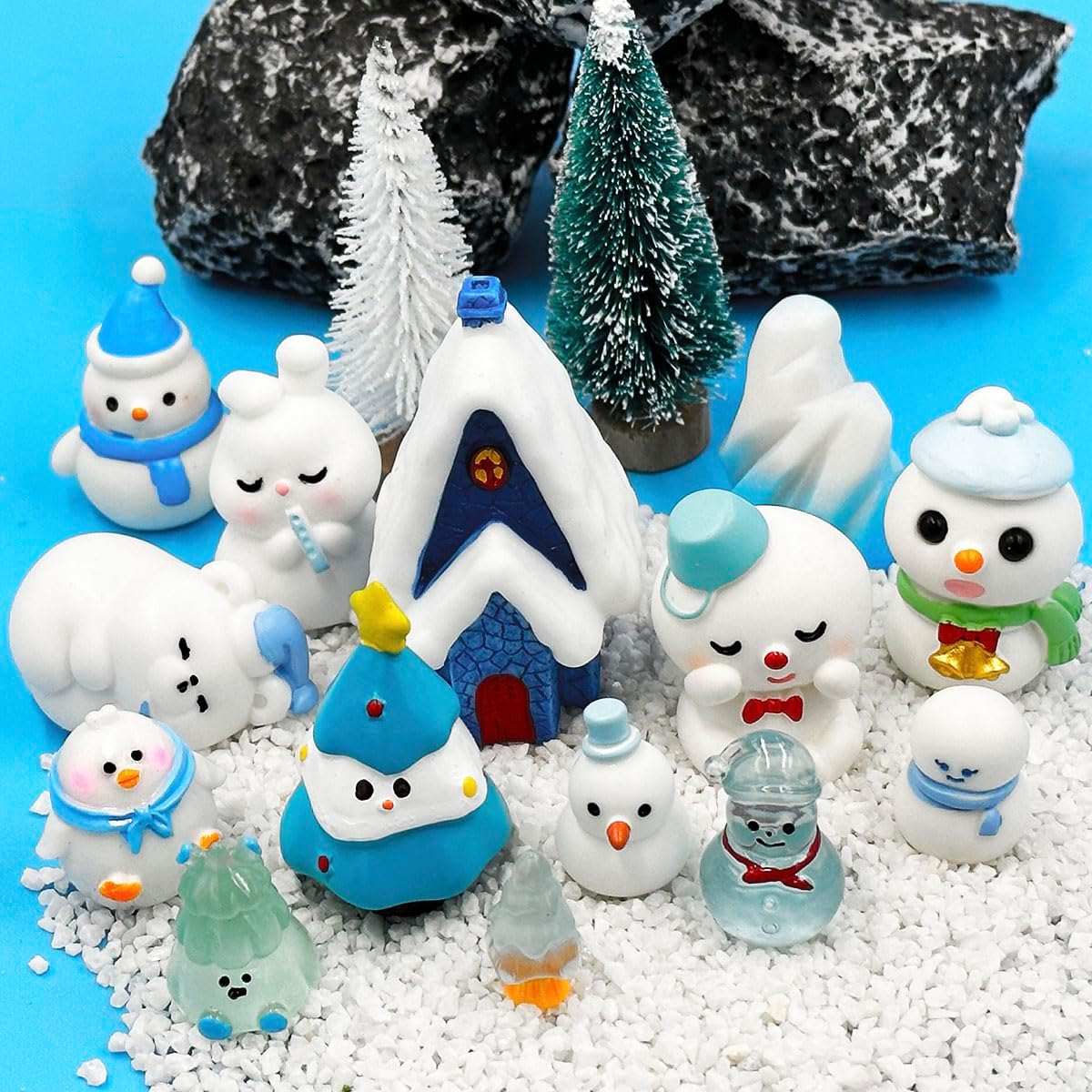 Suartus Christmas Miniature Figurines - 46 Winter Mini Resin Animal Figurines Tiny Christmas Figures Model Statue Ornaments for Xmas Fairy Garden Moss Landscape Potted Plant Snow Globes Home Decor - Image 7