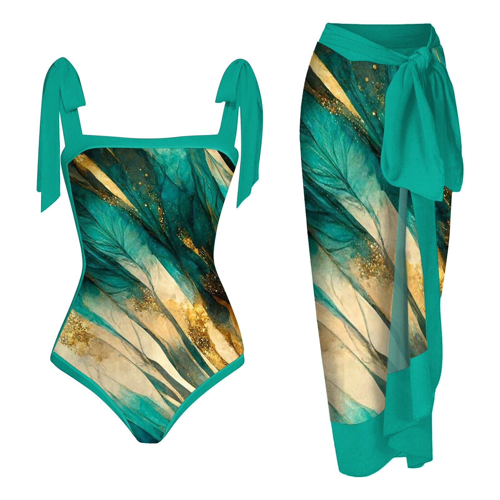 Costumi da Bagno Donna Monokini con Copriabito Stampa Elegante e Set Tankini a Due Pezzi per Nuoto e Spiaggia