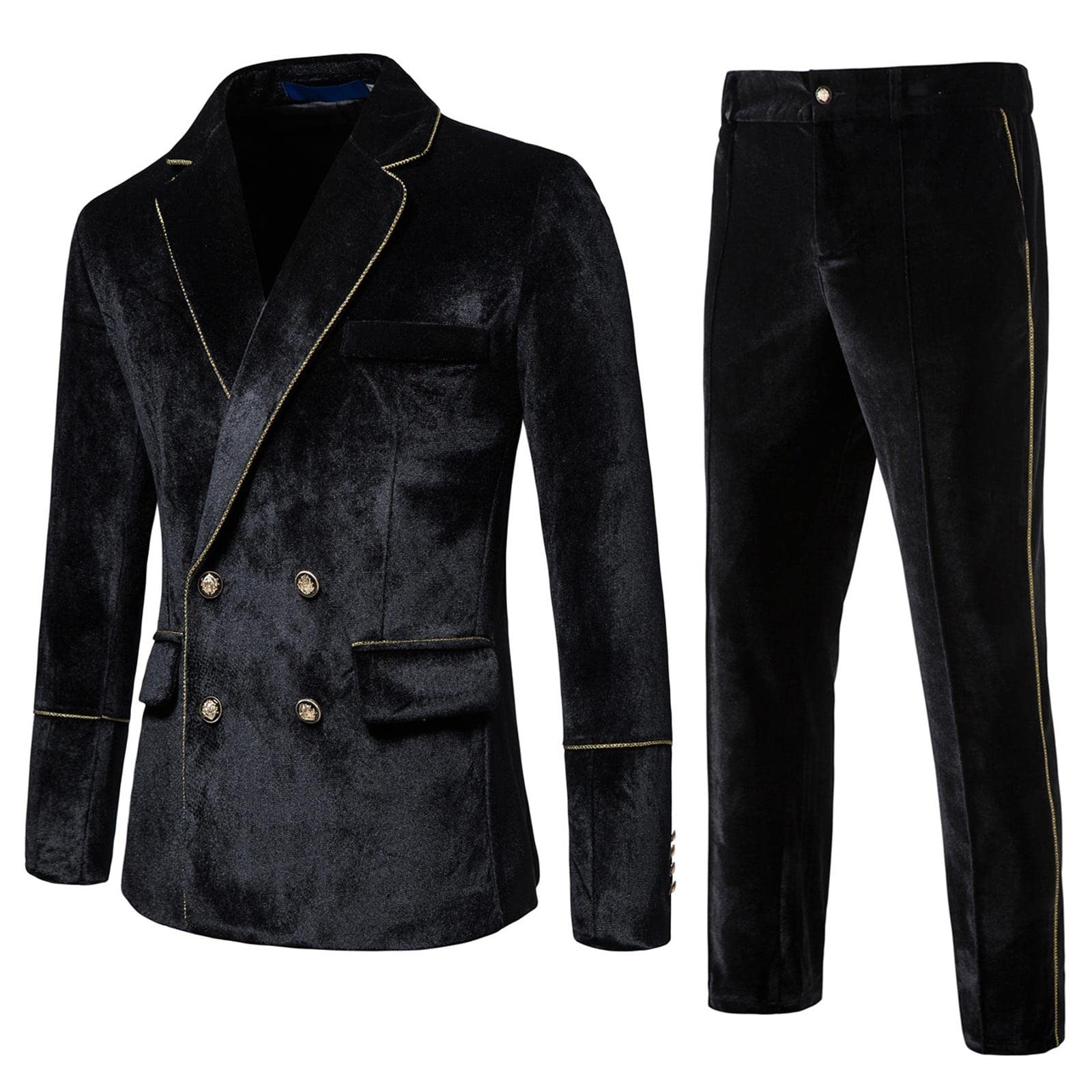 Traje de hombre de 2 piezas de terciopelo miel delgado cruzado color sólido vestido de noche traje de padrino de boda traje de otoño e invierno moderno formal elegante traje para boda fiesta