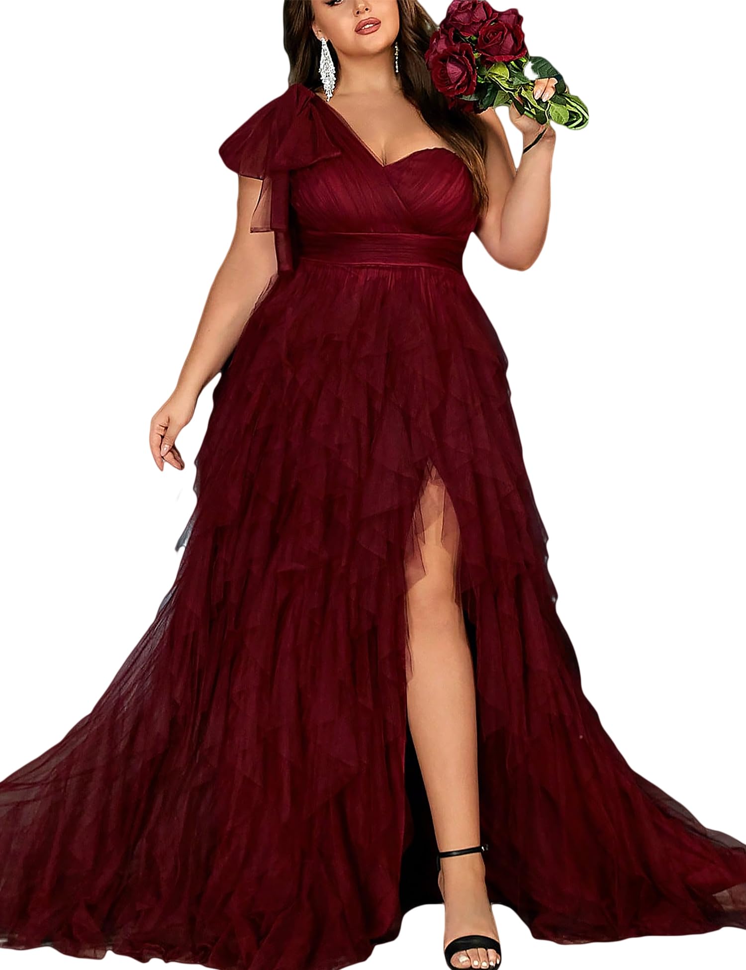 Women's Plus Size One Shoulder Bridesmaid Dress VOUIAO