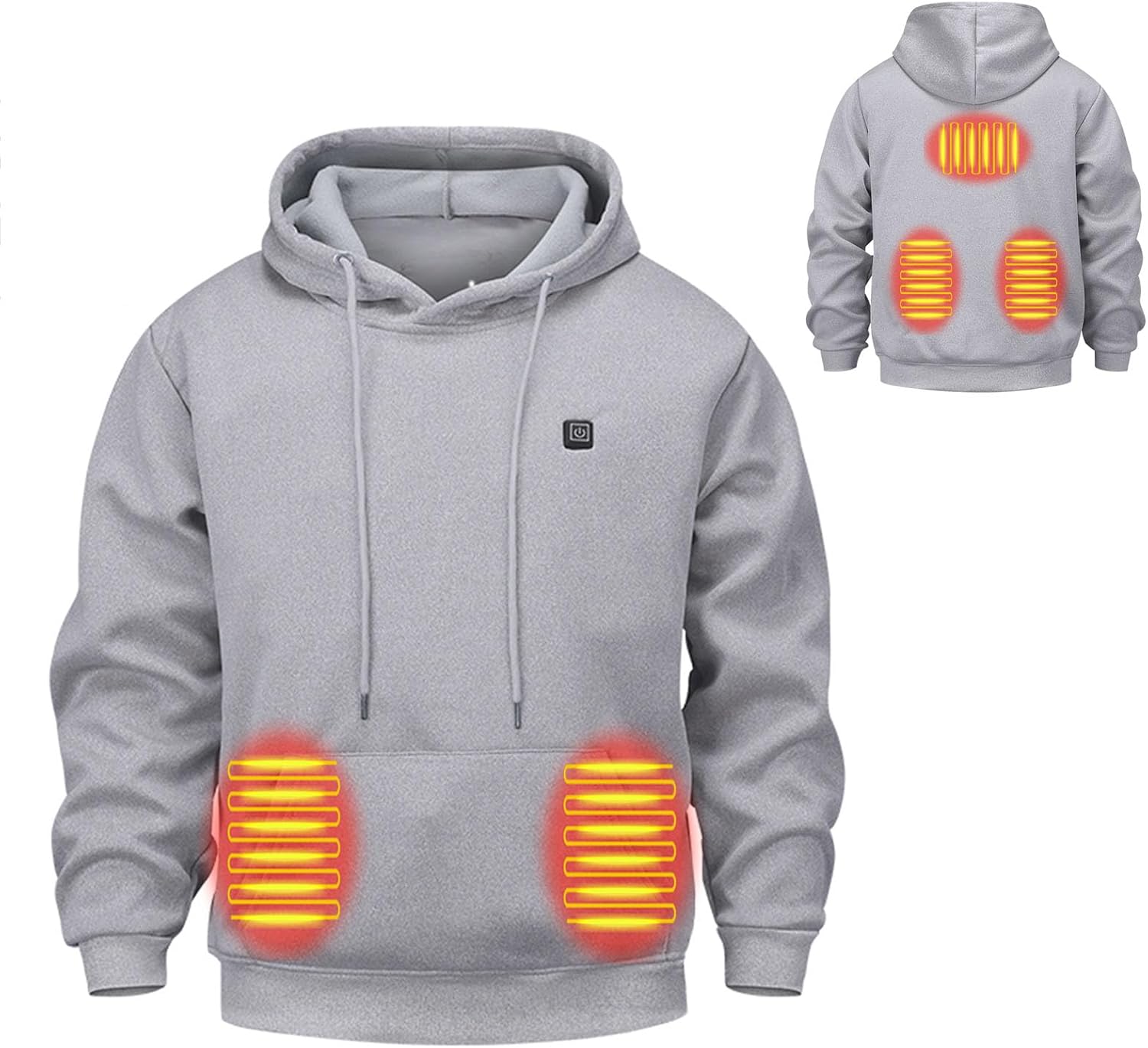 Heated Hoodie for Men Women Heated Sweatshirt Pullover with 5 Heating Zones 3 Temp Levels USB Electric Smart Heated Coats Winter Thermal Body Warmer Warming Tops Outerwear,Black-4X-Large