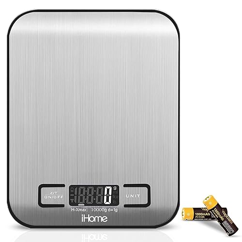 Miniatura 1 de iHome Báscula digital de alimentos para cocina, báscula digital de acero inoxidable para cocina (GmOz), báscula de cocina para alimentos (hornear y