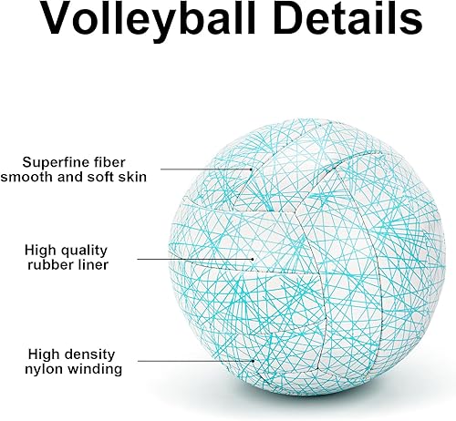 Miniatura 3 de Lawei Balón de voleibol que brilla en la oscuridad, tamaño oficial 5, para interiores y exteriores, playa, voleibol con bomba, pelotas de voleibol