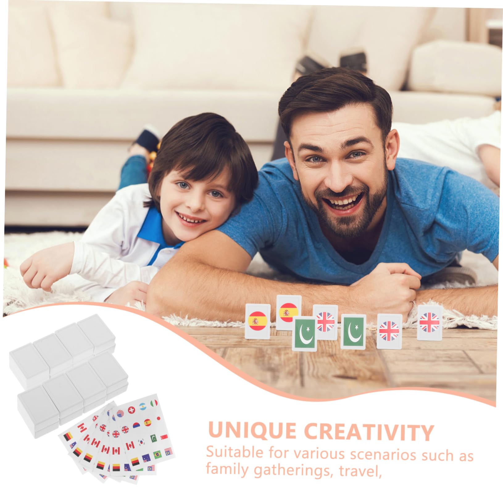 Hemobllo Set Mahjong Tessere Adesivi Bandiere Nazionali in Plastica Resistente, Gioco da Tavolo Educativo per Adulti e Famiglie, 65 Pezzi 30mm, per Viaggi e Momenti Ricreativi