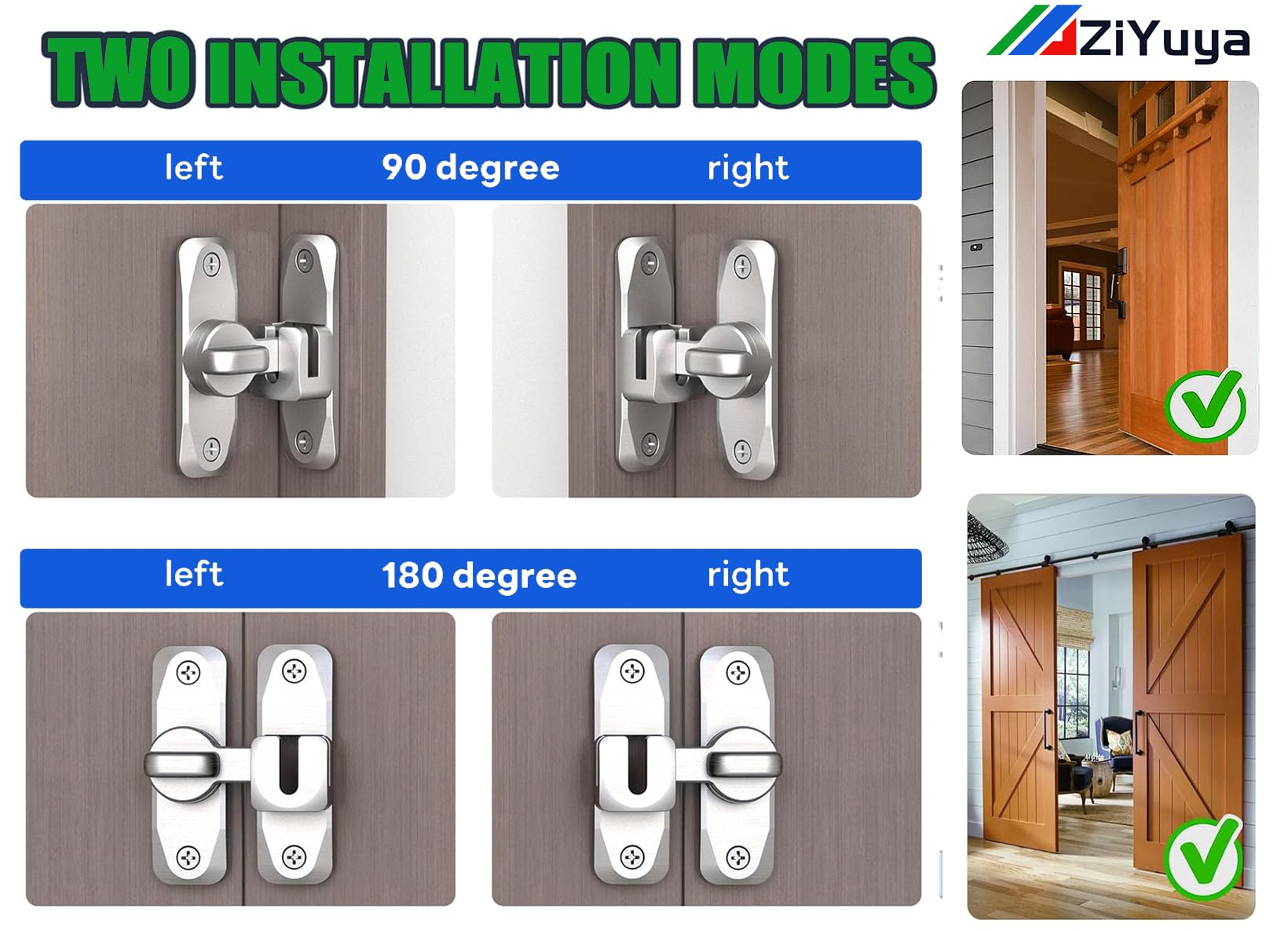 ZiYuya 90/180 Degree Flip Door Latch - Image 3