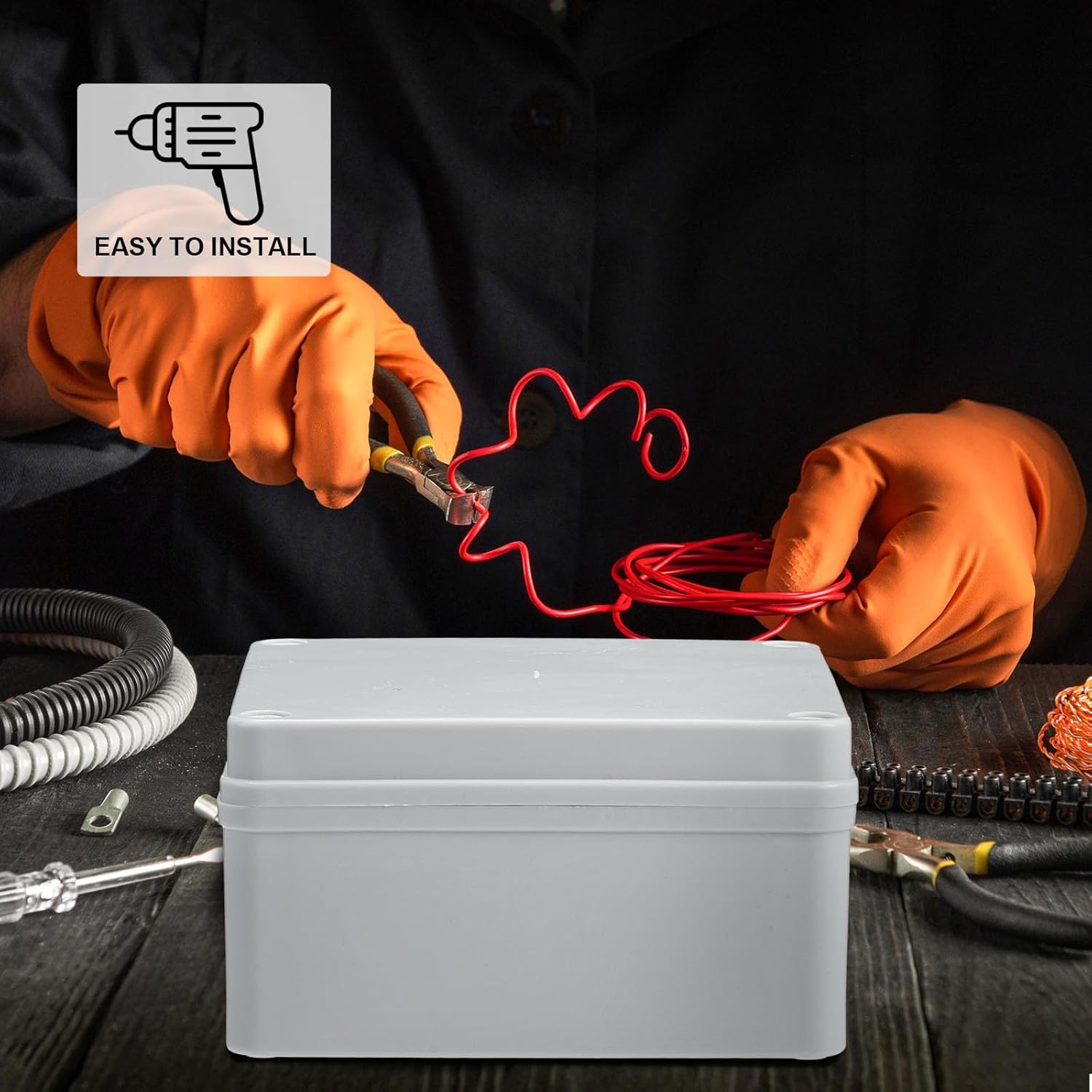 Kanayu Junction Box (6'' x 6'' x 3'') Electrical Conduit Box Waterproof IP65 Water Resistant ABS Plastic Dustproof Enclosure Protect Conduits Fitting Universal for Outdoor Electric Project Gray White