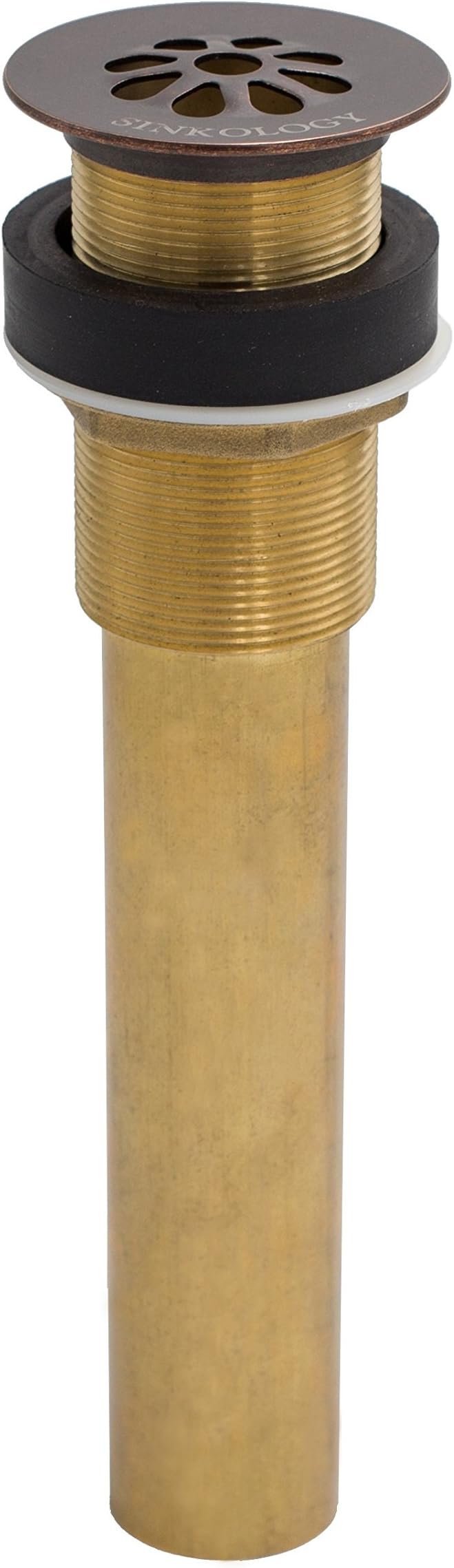 SinkologyTG01-AG Decorative Solid Bath Grid Drain Without Overflow in Aged, Brass/Copper