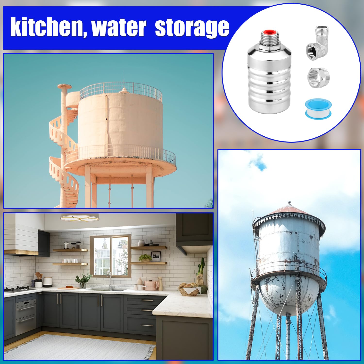 Vanne à Flotteur Automatique Inox 304 – 1/2" & 3/4" Filetage, Contrôle Niveau Eau Sans Électricité – Réservoir, Piscine, Château D'Eau
