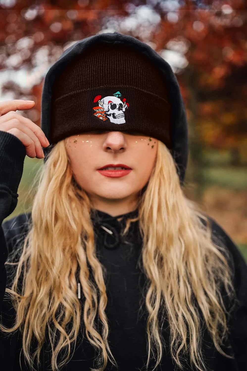 Gothic Skull Beanie Hats for Men Women, Skeleton Cuffed Winter Hat for Goth Gifts, Indoor and Outdoor Outfit Matching - Image 3