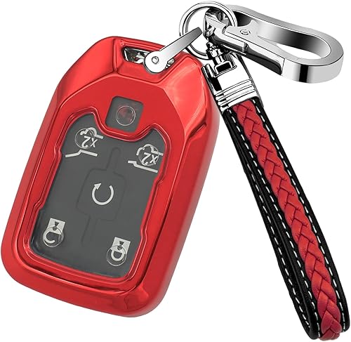 Miniatura 8 de Funda para llavero GMC, carcasa de TPU suave con llavero de cuero para GMC Sierra Terrain Acadia Yukon accesorios, azul