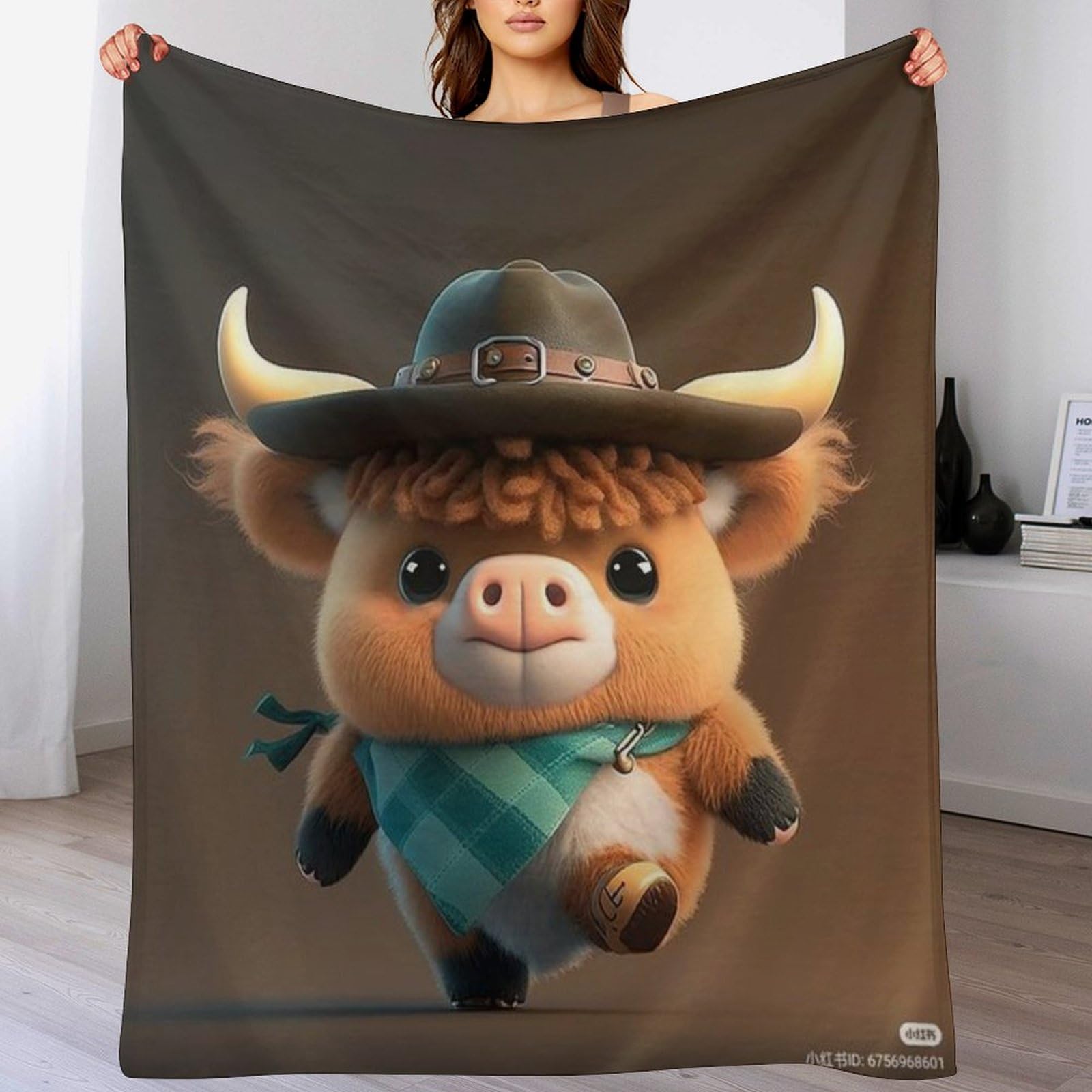 Couverture polaire vache 180x200 en flanelle douce pour lit