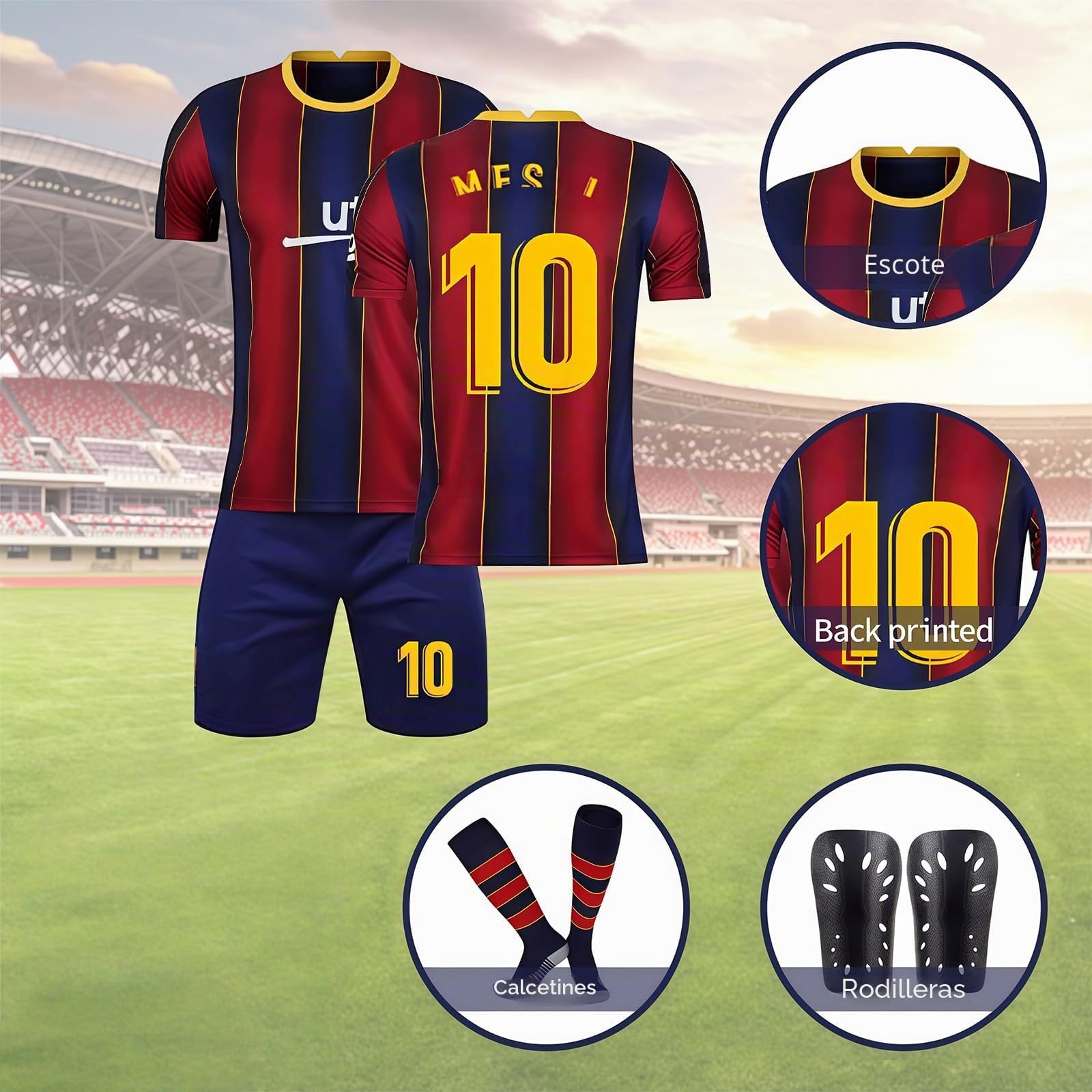 Pardofelis Conjunto de camiseta para niños, camiseta de fútbol para niños, camiseta de fútbol al aire libre, camiseta de fútbol, pantalones cortos, calcetines y espinilleras para niño