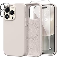 Vista 1 de GONEZ Funda de silicona para iPhone 14 Pro Max, compatible con MagSafe, con protector de pantalla + protector de lente de cámara, silicona líquida a