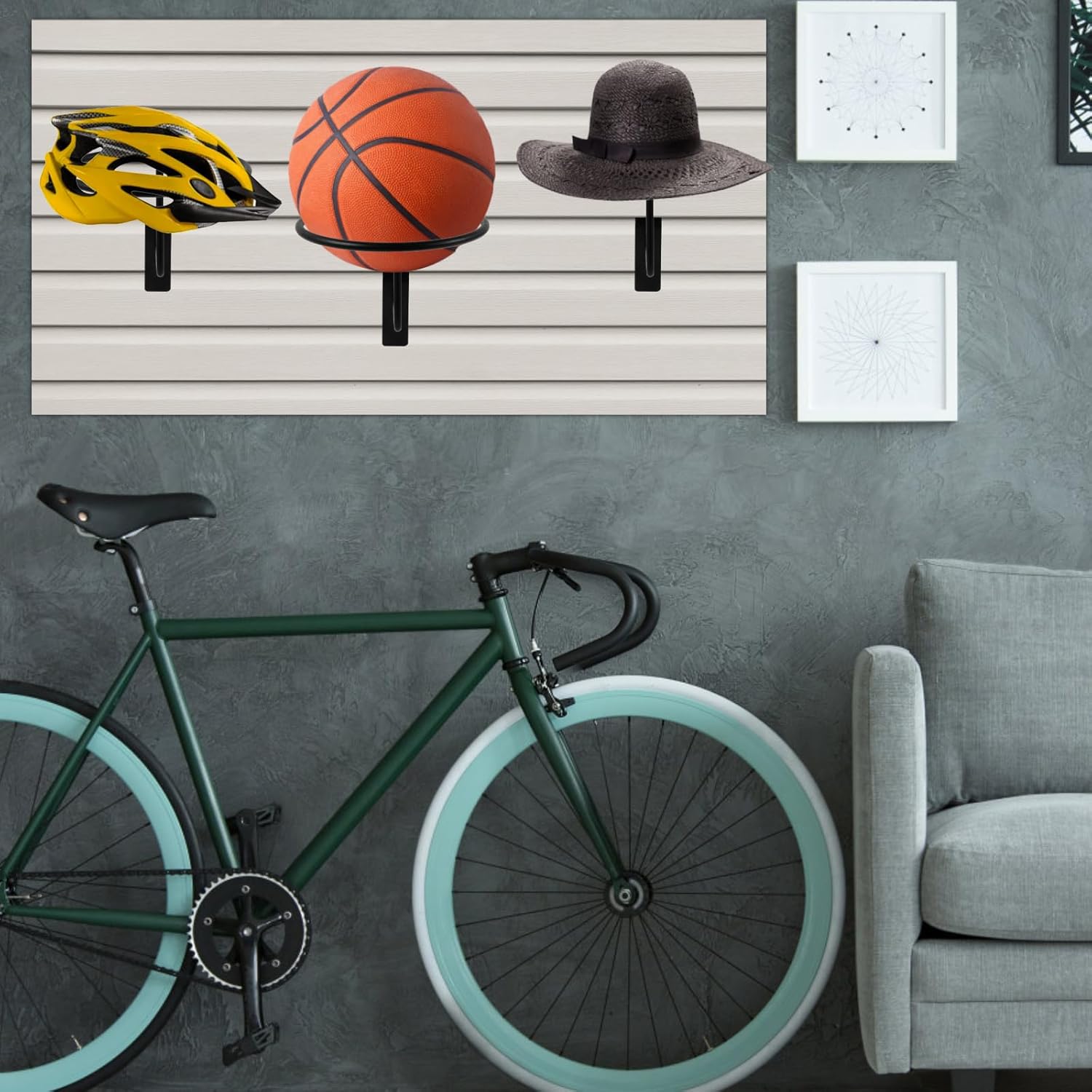 Polmart Slatwall Hat/Ball Displays, Black (Hat Displays, 6-Pack)