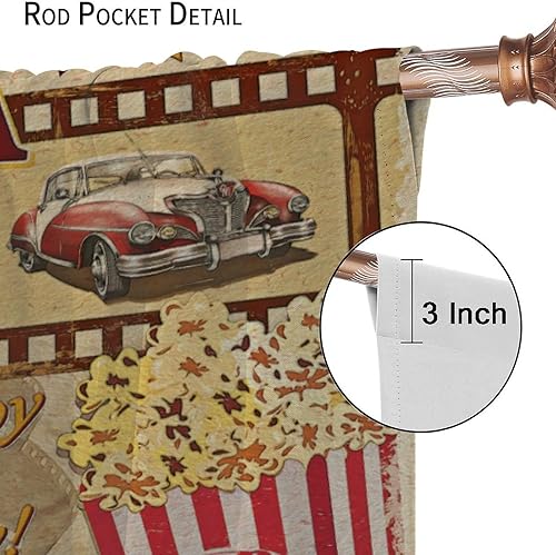 Miniatura 93 de Cortinas opacas para cine en casa, diseño retro moderno, tiras de película de palomitas de maíz para cámara de película, bolsillo para barra,