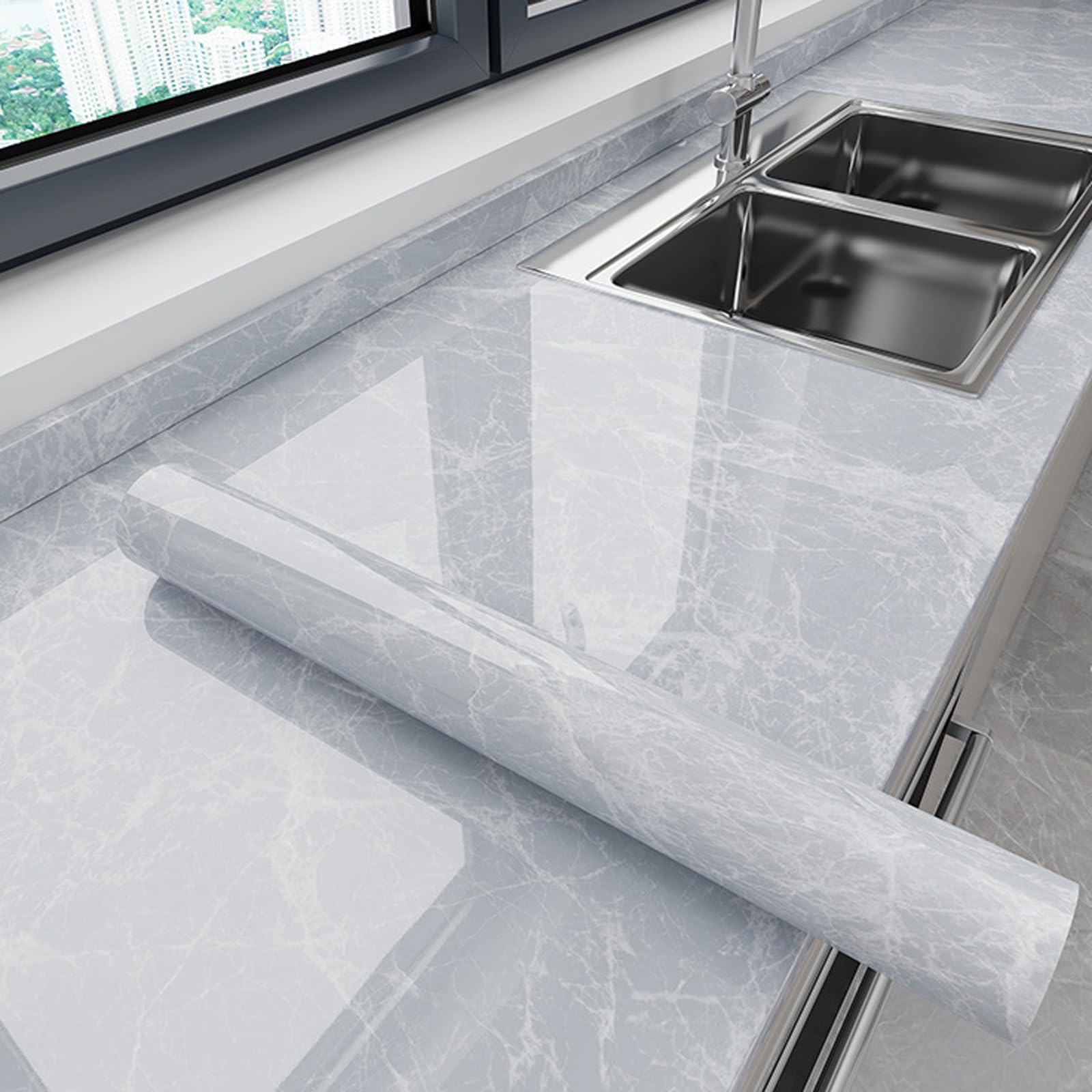 Papel Pintado Autoadhesivo,Azulejos Adhesivos Cocina,CalcomaníAs De Azulejos De MáRmol,Cocina Papel Pintado Marmol,Forrar Rollo LáMinas,Impermeable,para Escritorio Cocina Encimera