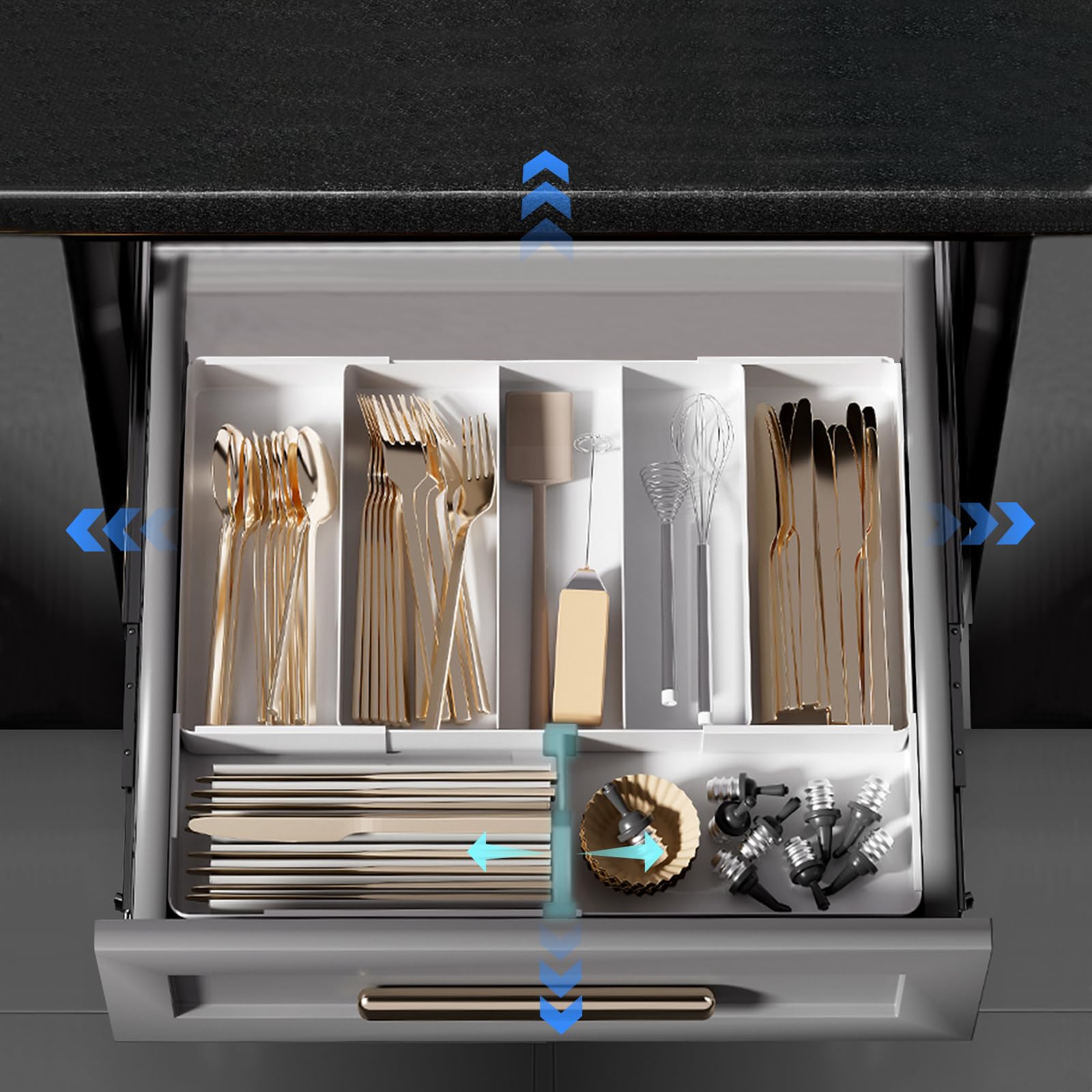 カトラリーケース　温度計 2点セット Amazon｜ママ倉 カトラリーケース (伸縮 調節可能） カトラリー