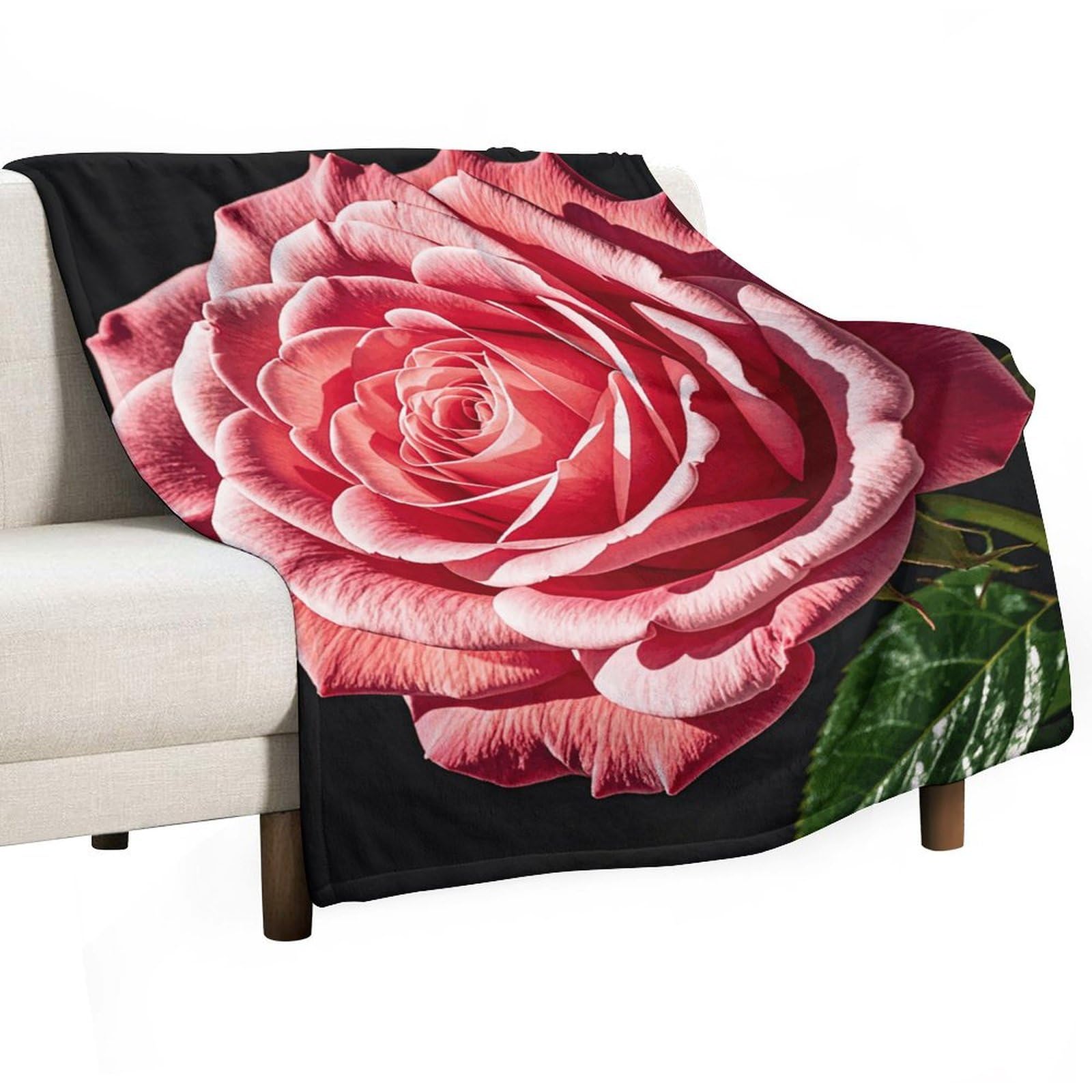 Couverture en flanelle motif roses pour vos soirées lecture sur le canapé et nuits fraîches