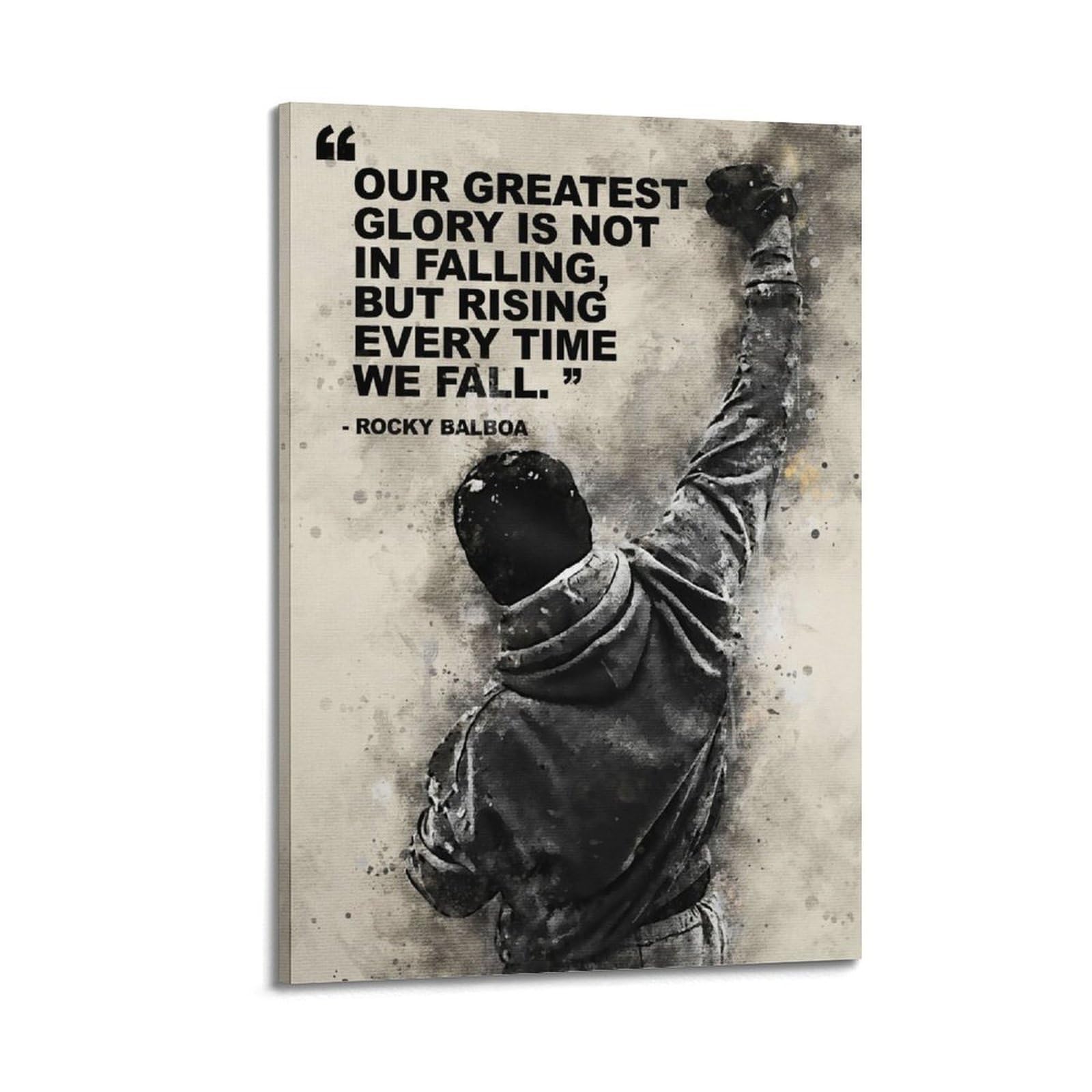 SUDANGDIANZI Office Motivational Poster Rocky Balboa Quote Canvas Poster And Wall Art Modern Family Bedroom Gym Office Decor Gift 20x30inch(50x75cm) Frame-style