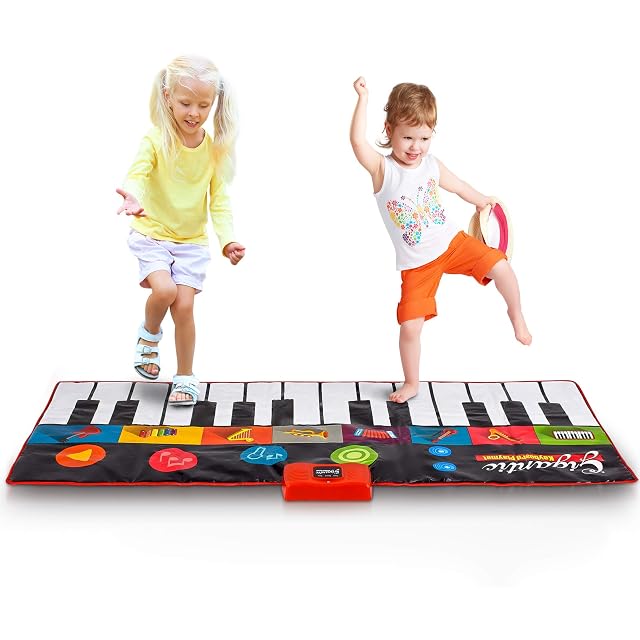 Abcotech Kids Floor Piano Mat Giant Dance Floor Keyboard Sensory Toys Play Record Playback and Demo Modes -