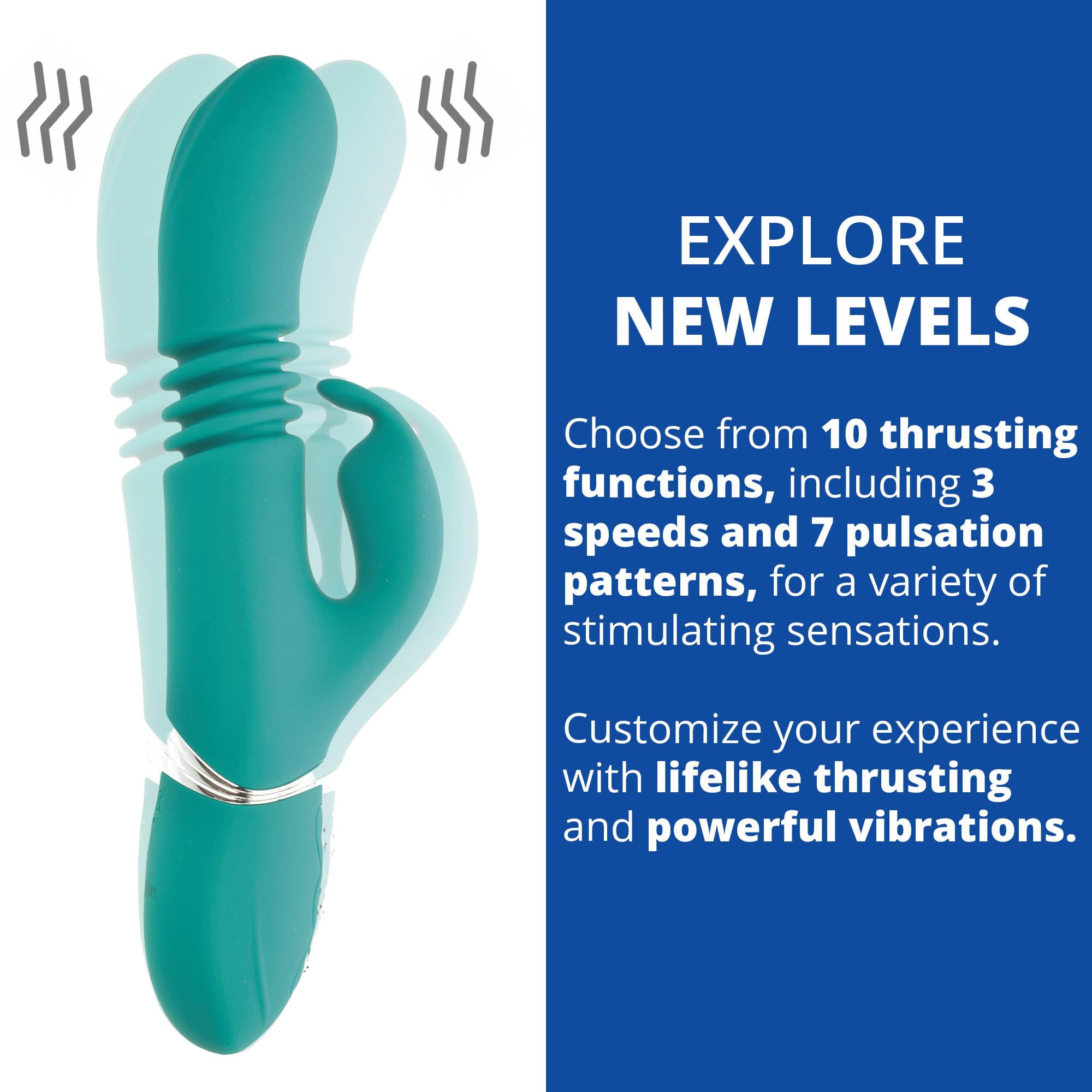 Adam and Eve Thrusting Rabbit, Rechargeable Adjustable Sexual Stimulator, 10 Powerful Vibration Functions, Waterproof and Flexible for Clitoral Anal and G Spot Stimulation, Compact Pleasure Toy