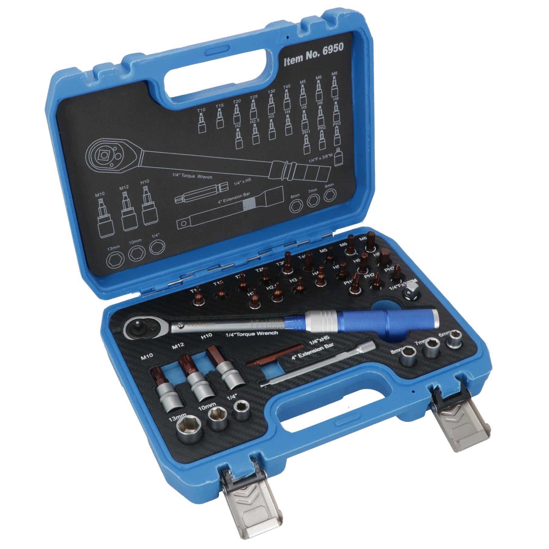 Clé dynamométrique 6,35 mm pour l'entretien de votre vélo avec le lot AB Tools de 32 pièces