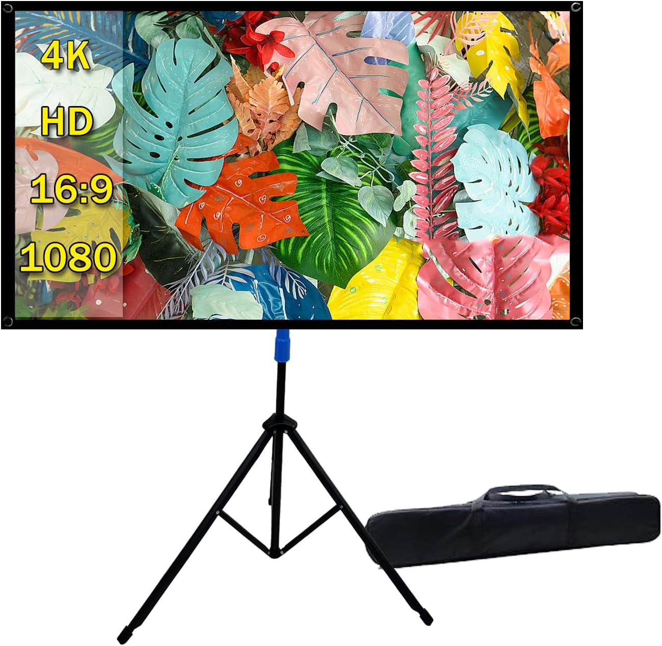 projector screen with stand outdoor 70 inch 4k hd 1.5-gain wrinkle-resistant movie screen, 160° viewing angle, projection screen for movie night and indoor ?70in?