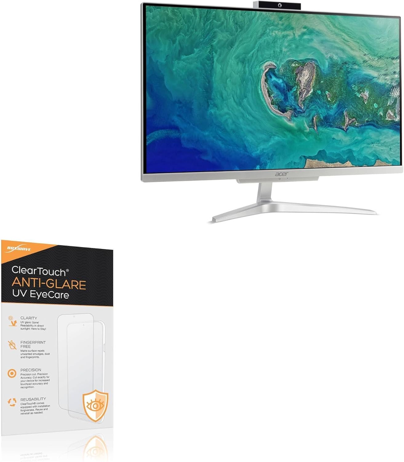 BoxWave Screen Protector Compatible With Acer Aspire C24 (C24-865) - ClearTouch Anti-Glare Anti-UV EyeCare (2-Pack), Filters out Harmful Blue Light Reduce Fatigue