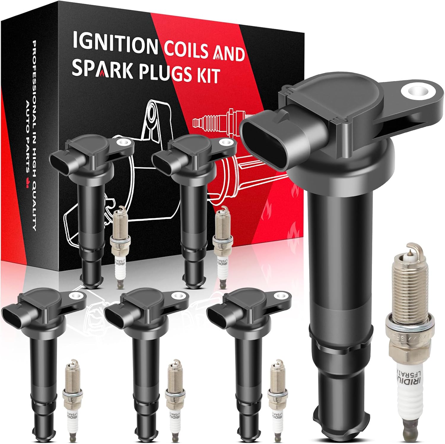 SCITOO 6 ignition coils with 6 iridium Spark Plugs for Kia 2006 2007 Optima 2.7L V6 C1725 UF-554 5C1782