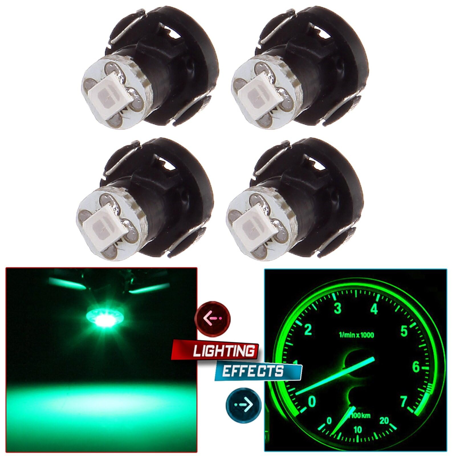 ECCPP 4x Instrument Cluster Dash Panel Lights Neo Wedge T4.2-1-2835-SMD-Green T4, 79674-S3N-941, 79607-SHJ-S01, 36773-SEP-A01, 36774-SEP-A01