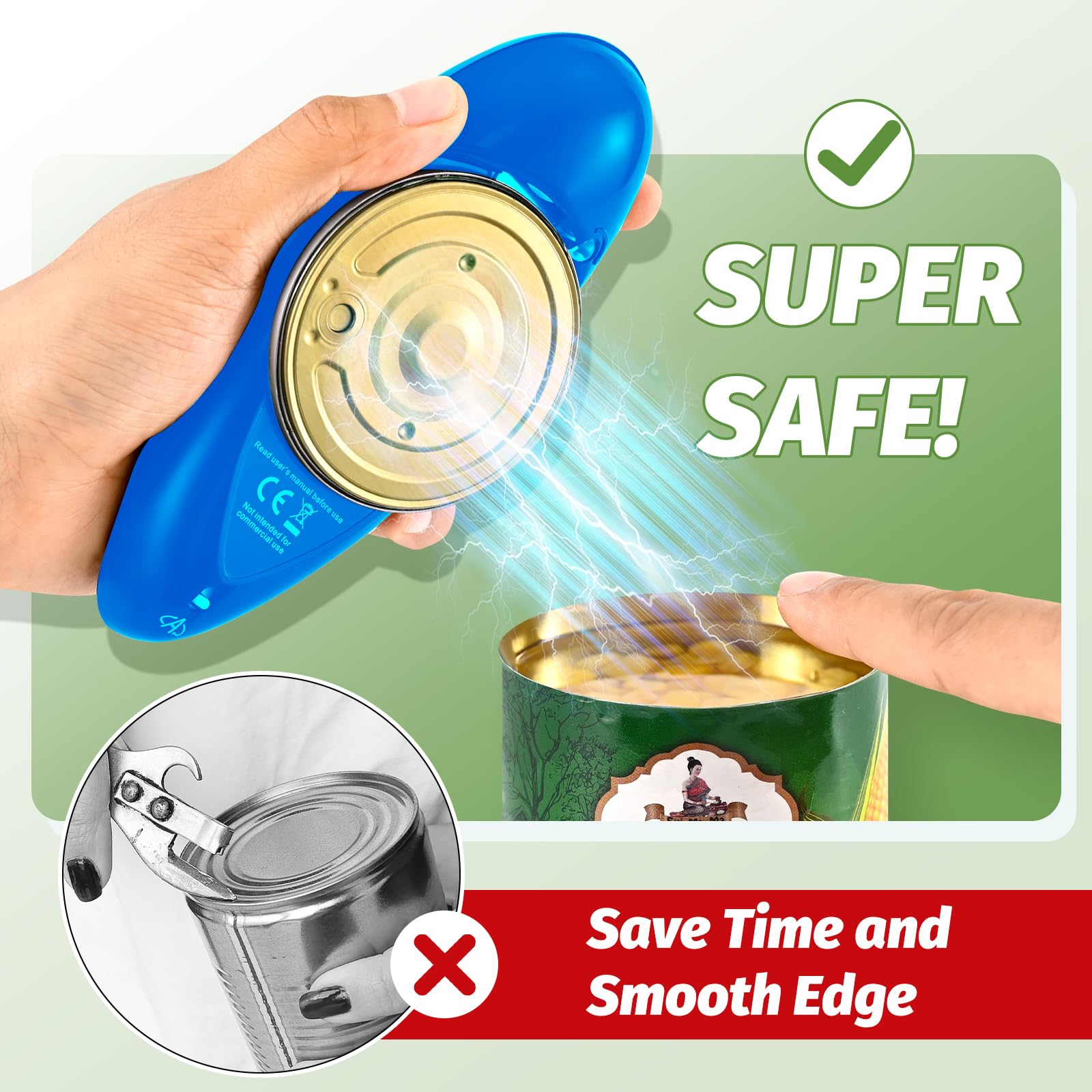 Electric Can Opener?Can Opener Electric- Automatic,Can Openers For Seniors, Hands Free, Smooth Edge, Food-Safe, Battery Operated, Electric can openerKitchen Gadgets Can Opener (blue)