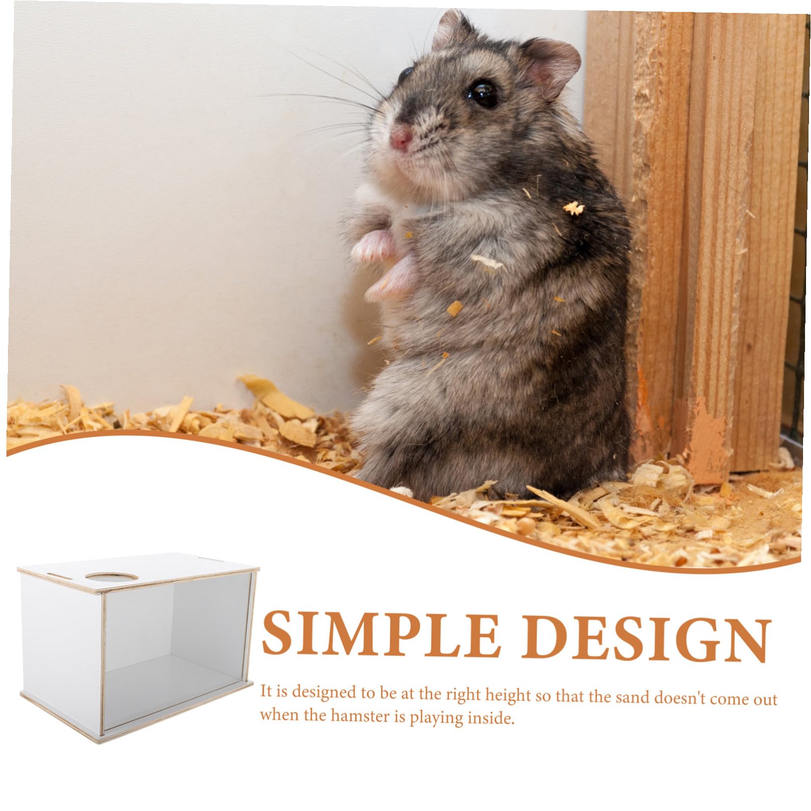 Sandbad Leicht für Zuhause für aus Holz Praktisch Acryl und Dekorative Sandbadewanne mit Transparenter Seite Hamster Meerschweinchen oder Tiergeschäft