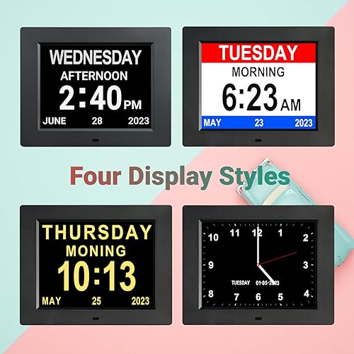 Miniatura 3 de Levick Reloj digital de día para personas mayores, demencia extra grande con 12 alarmas, calendario, AM PM, brillo automático, pérdida de memoria,