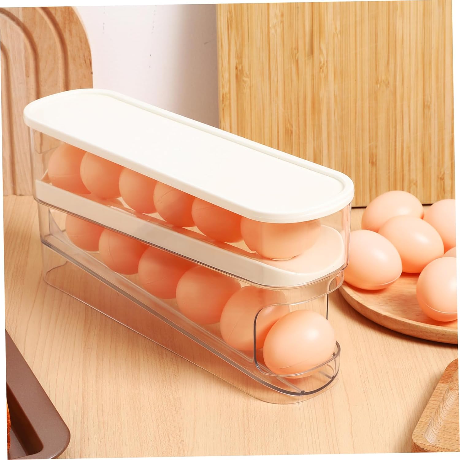 Egg Cartons for Chicken Eggs Rolling Fridge Kitchen Storage Containers Organizing Bins