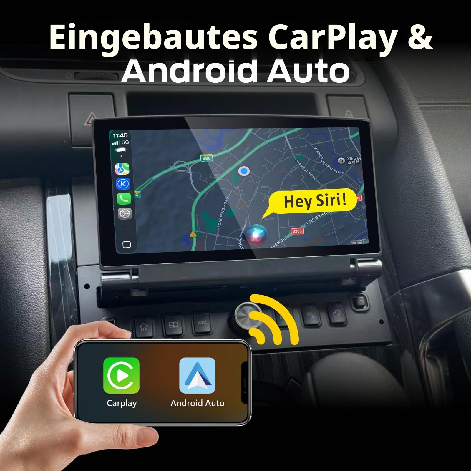 Linux Single DIN Autoradio für Peugeot 3008 206 207 308 Citroën C2 C3 C4 Picasso mit kabellosem CarPlay und Android Auto, ausklappbarem Touchscreen, Plug & Play, Bluetooth, FM/AM-Radio