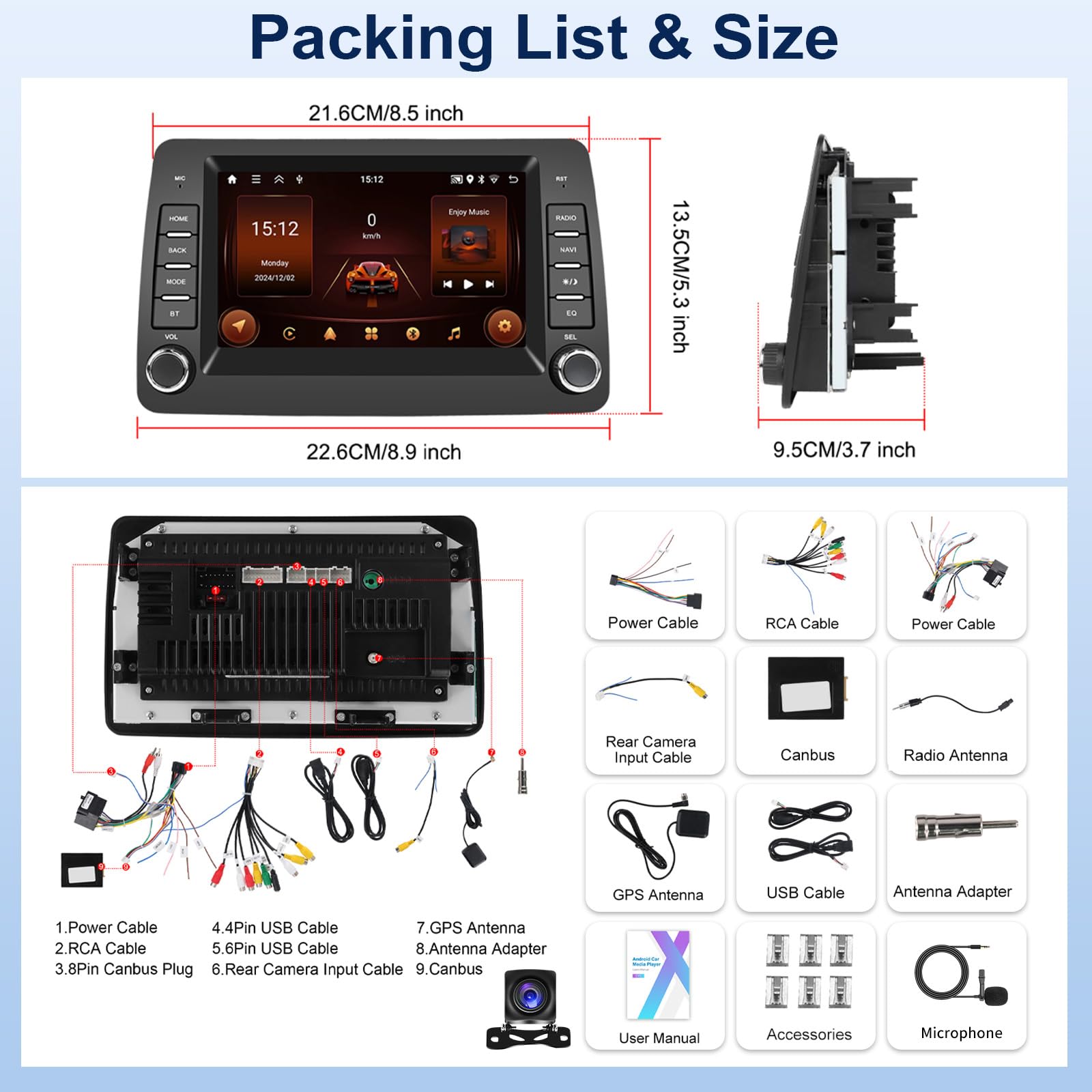 Autoradio per Fiat Panda 169, GOHHDL 2G+64G Radio per Fiat Panda 2002-2012 con Wireless Carplay Android Auto, 7 Pollici Autoradio Bluetooth Stereo Android con GPS WiFi GPS SWC FM RDS EQ Telecamera+Mic