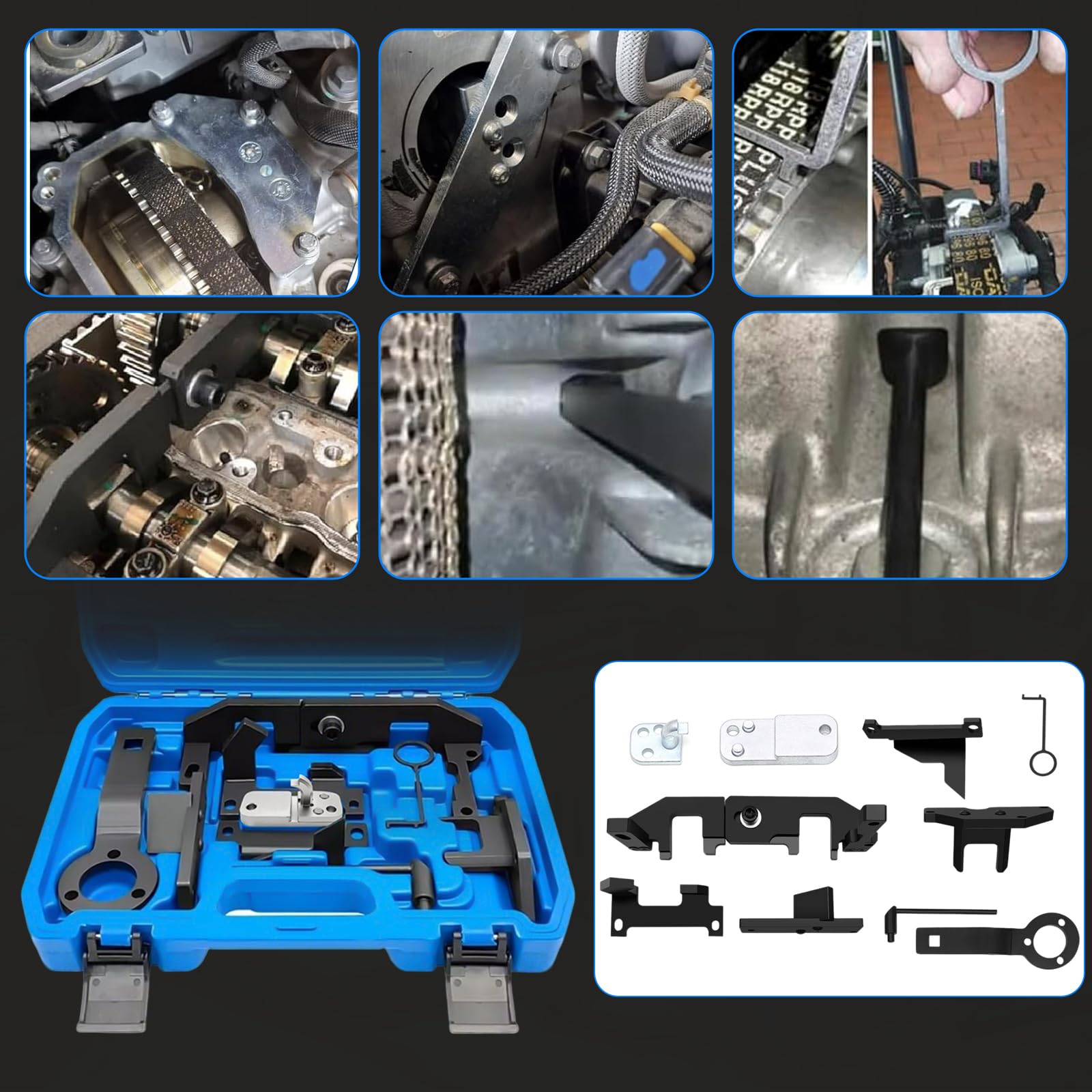 Kit Attrezzi Fasatura Motore 1.0 1.2 VTi/PureTech, Utensili Cinghia Distribuzione Compatibili con Citroën Peugeot Opel, Bloccaggio Albero a Camme, OEM 0109-2A 2B 2C 2D G-0109-2E (B)