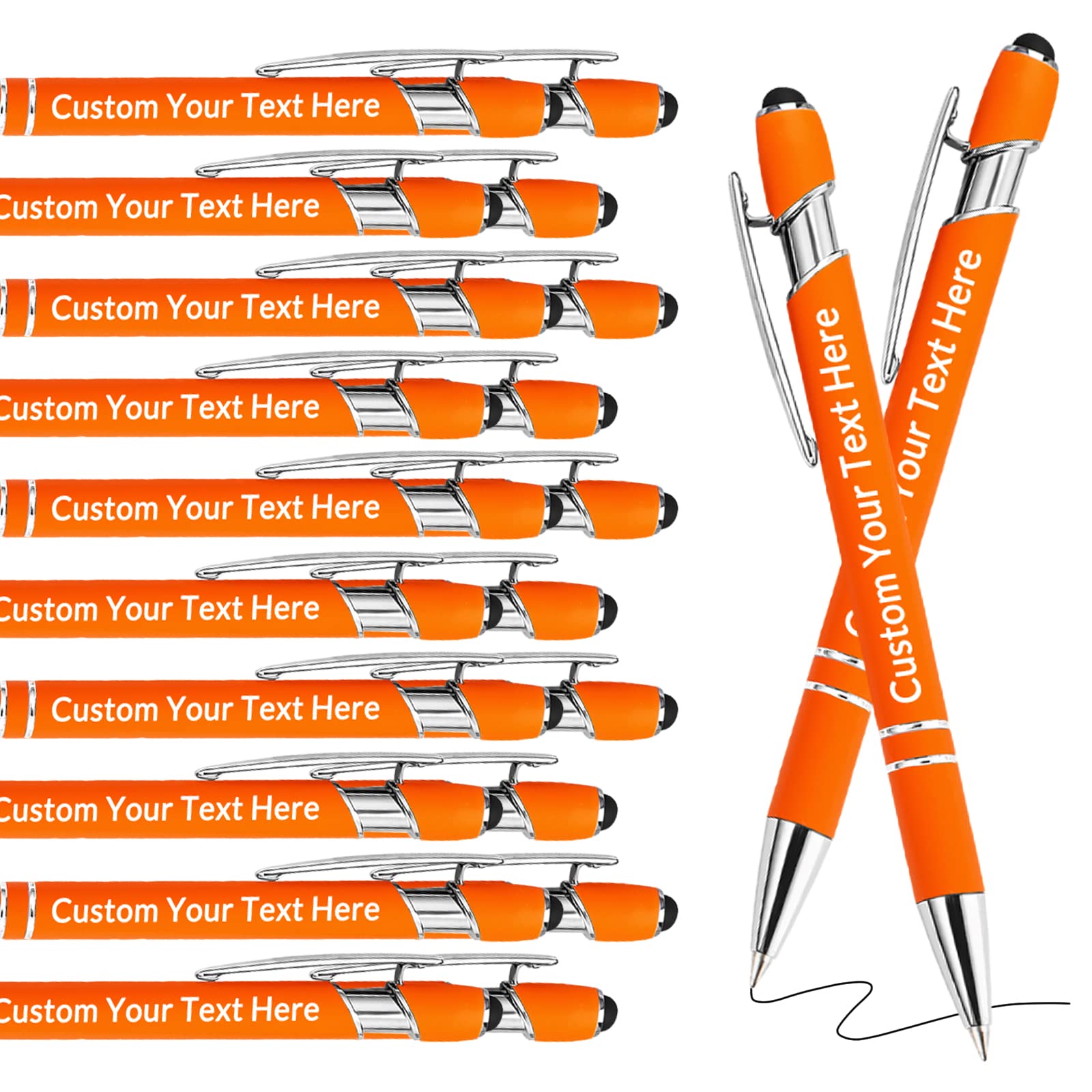 Personalized Pens Bulk Custom Pens with Logo Name 20 Pack Free Engraved Stylus Ballpoint Pens Customized Retractable Pen Message Text Gift for Men