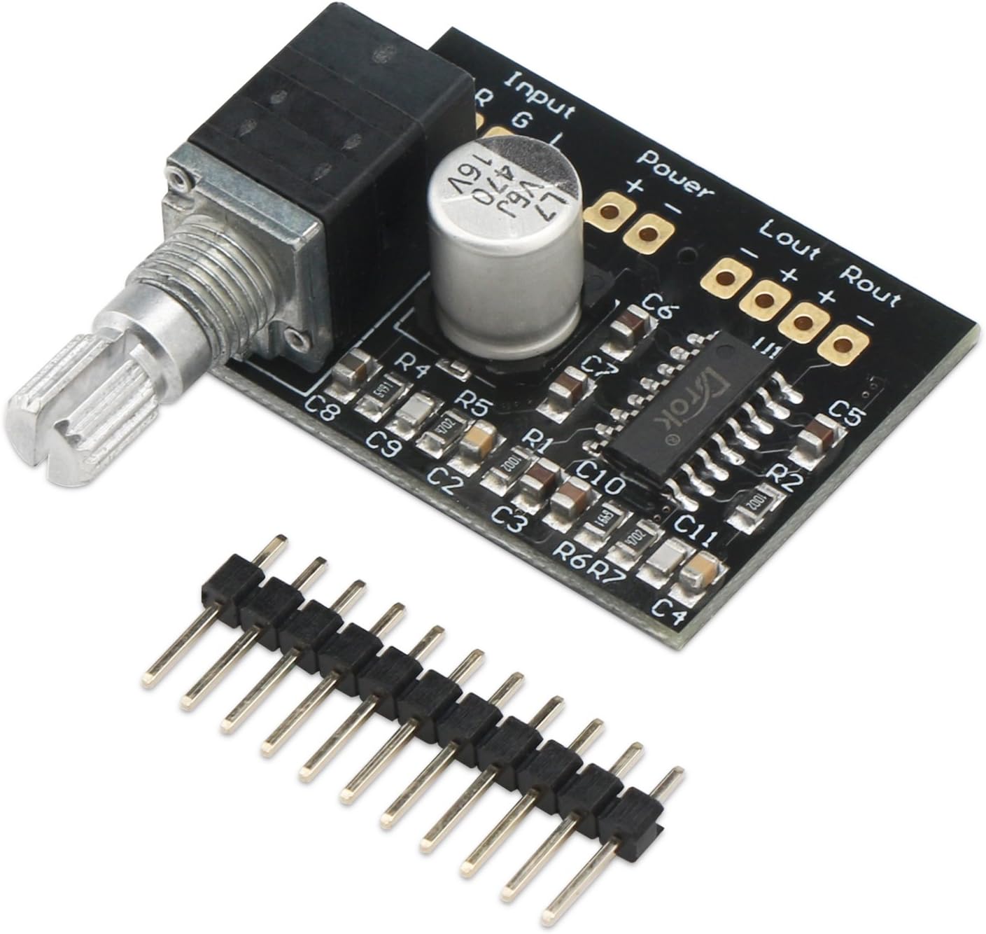 Power Amp Module, DROK DC 3V-5.5V 3W+3W 2.0 Digital Audio Amplifier Board PAM8403 5V Dual Channel Portable Mini Stereo Amplify Chip with Potentiometer for Sound System Speaker DIY