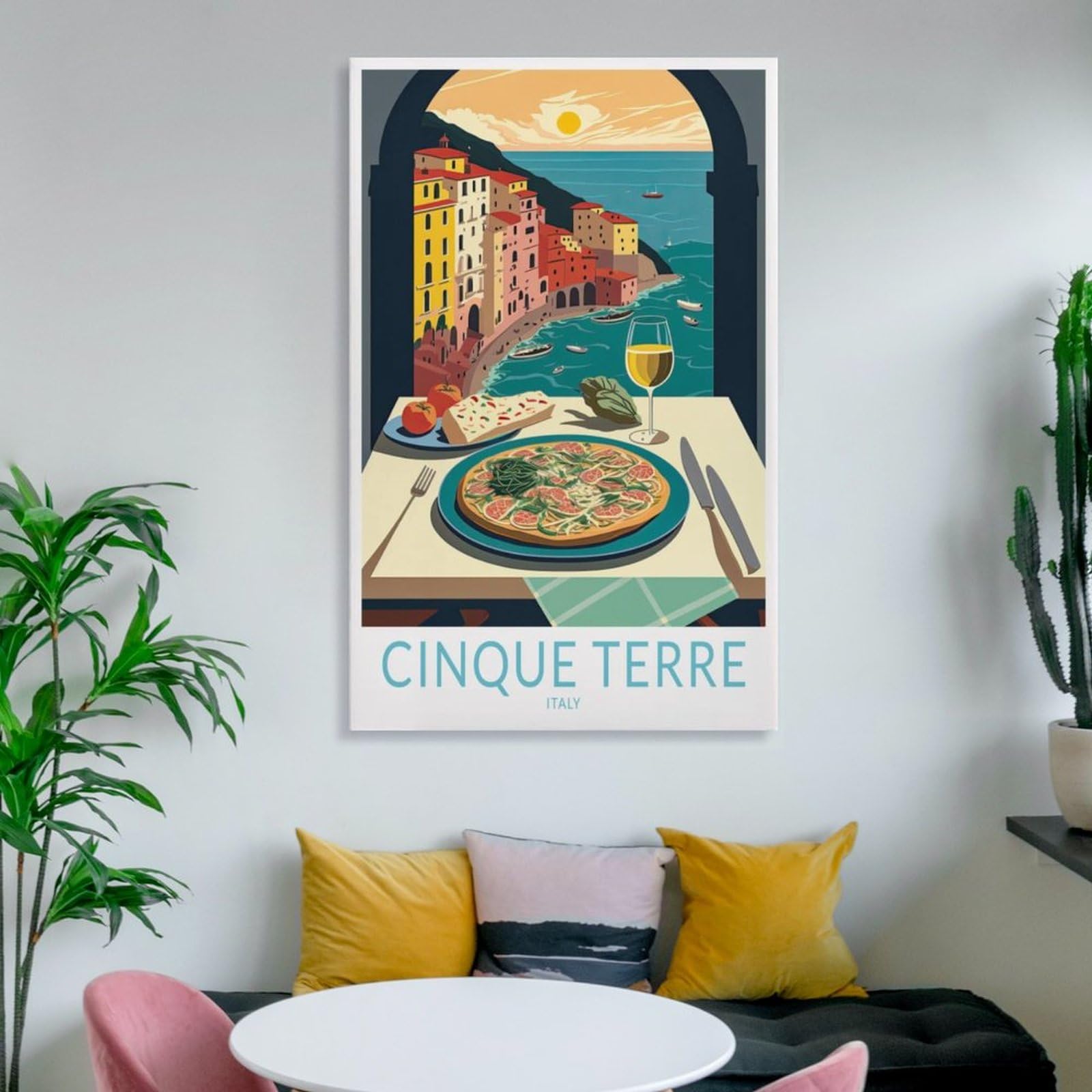 FZYUEN Affiche Cinque Terre Vintage Sur Toile - Décoration Murale Voyage 40x60 Cm, Chambre Et Salon