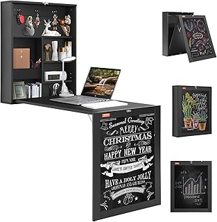 VEVOR Wall Mounted Desk, Fold Out Convertible Desk, Multi-Function Foldi...