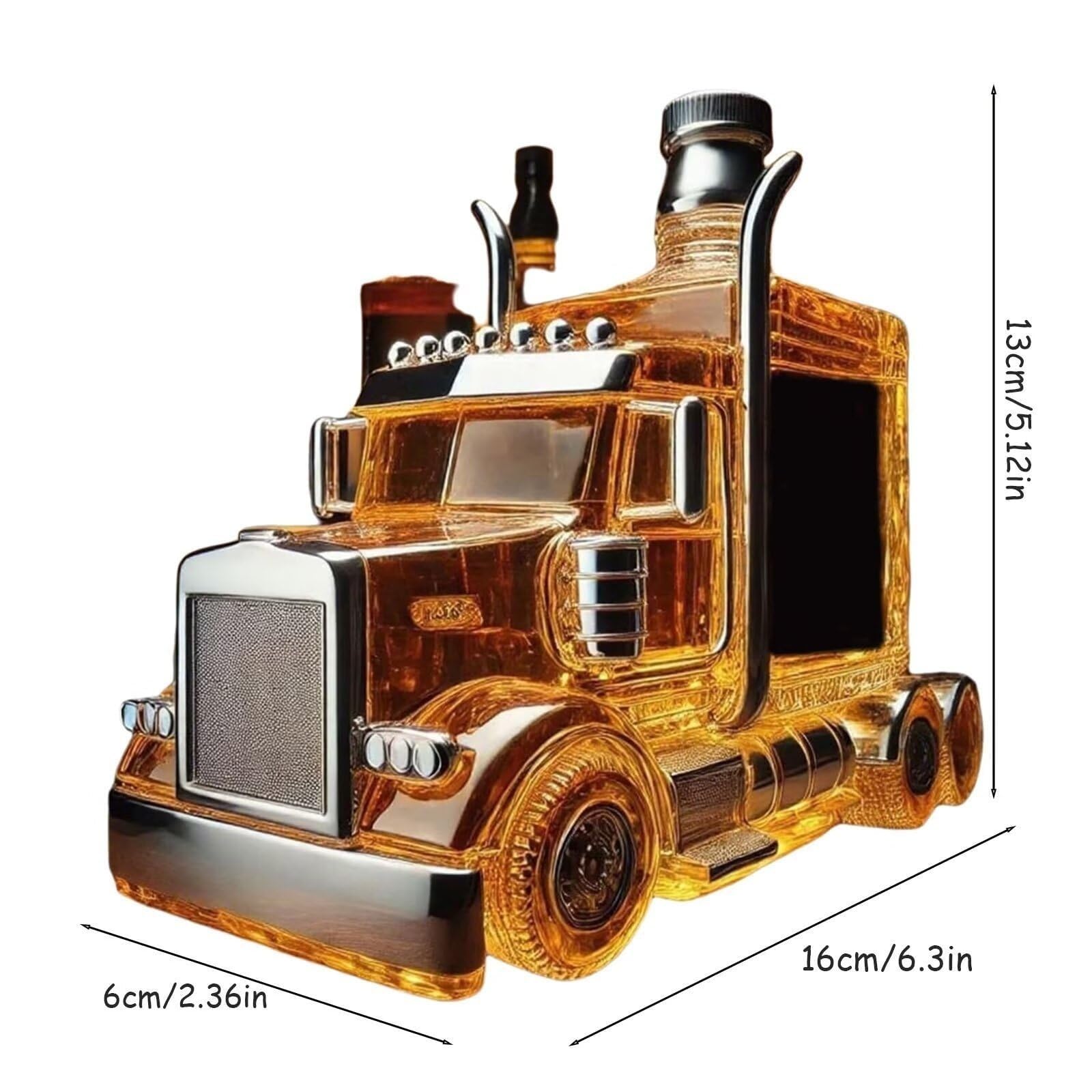 Karafka do dekantatora wina - butelka whisky, kreatywna i innowacyjna butelka whisky, szklana karafka do whisky w kształcie naczepy 3D