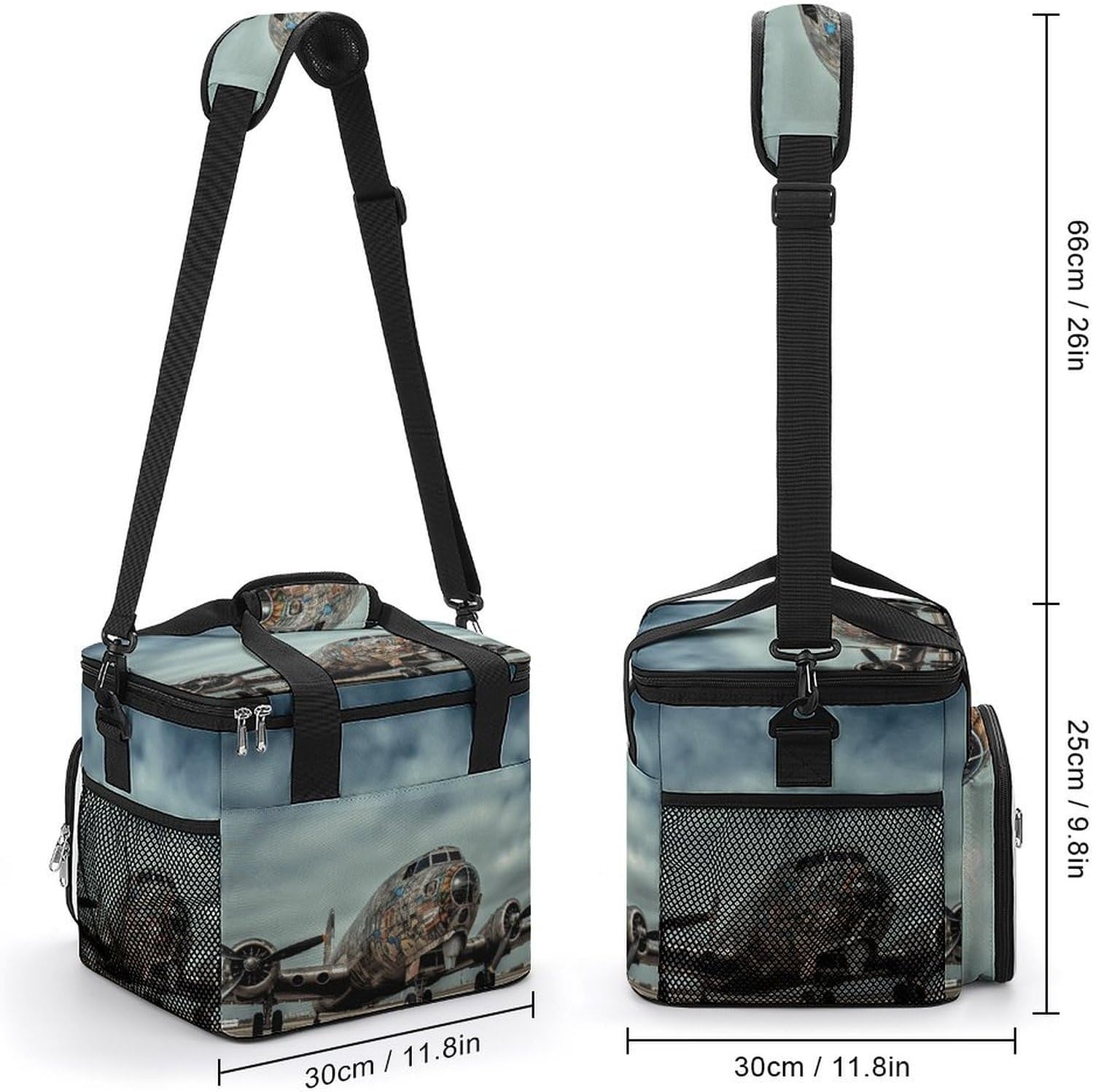 Camping Ice Pack, Airplane Art Print Cooler Bag, 22.5L Large Capacity Insulated Lunch Tote Bag for Outdoor, Picnic, BBQ, Travel, Work