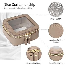 Aveniee Mini Clear Makeup Bag, Small Cosmetic Bags Travel Toiletry Pouch Organizer, TSA Approved Make up Case with Zipper, Car Bag for Essentials,Taupe