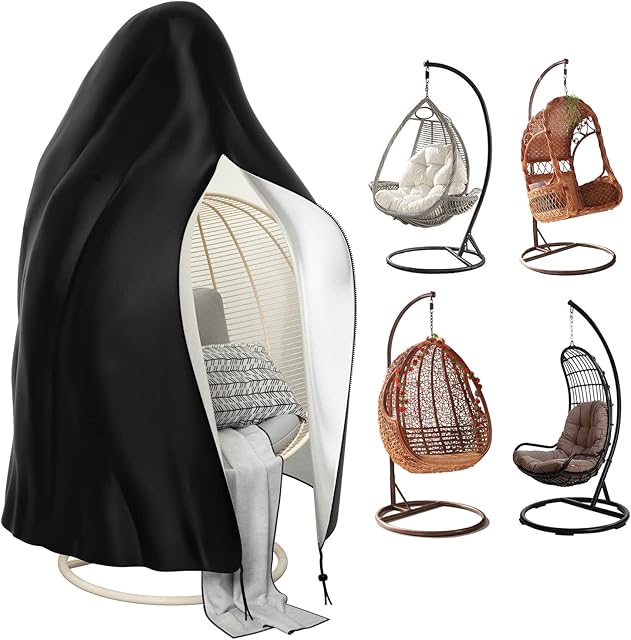 Egg Chair Cover Waterproof Heavy Duty Hanging Egg Chair Covers with Zipper 210D Oxford Outdoor Swing Egg Chair Cover115x190cm
