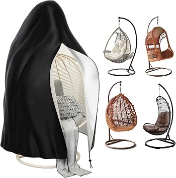Estefanlo Egg Chair Cover Waterproof Heavy Duty Hanging Egg Chair Covers with Zipper 210D Oxford Outdoor Swing Egg Chair Cover115x190cm
