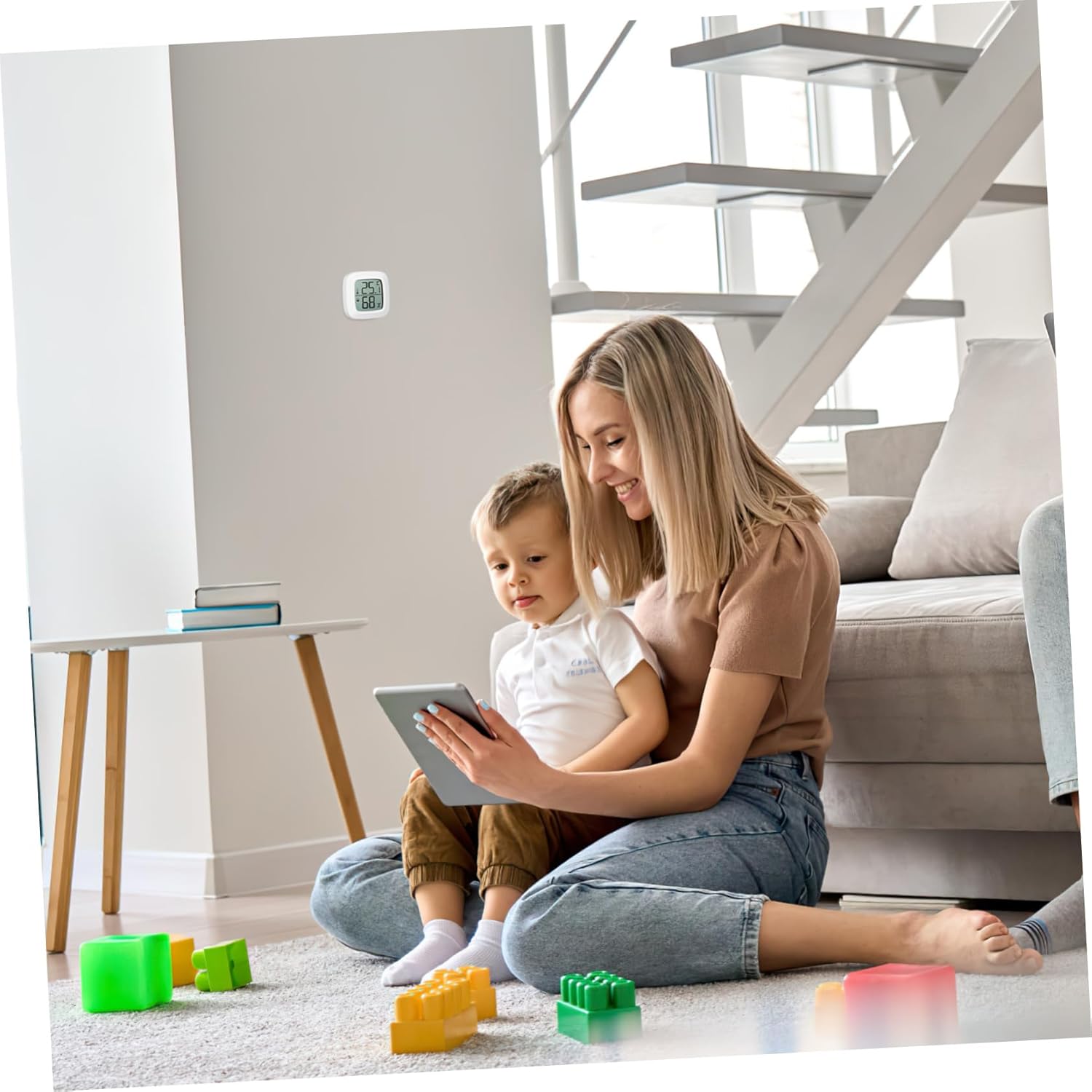 POPETPOP 9pcs Mini Hygrometer and Thermometer Accurate Indoor Gauge for Home and Car Use Compact Digital Measurement LCD Display White Celsius