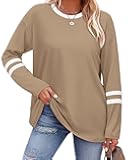 Sampeel Long Sleeve Shirts for Women Color Block Casual Tops Fall Outfits 2026 Basic Tees Trendy Spring Clothes